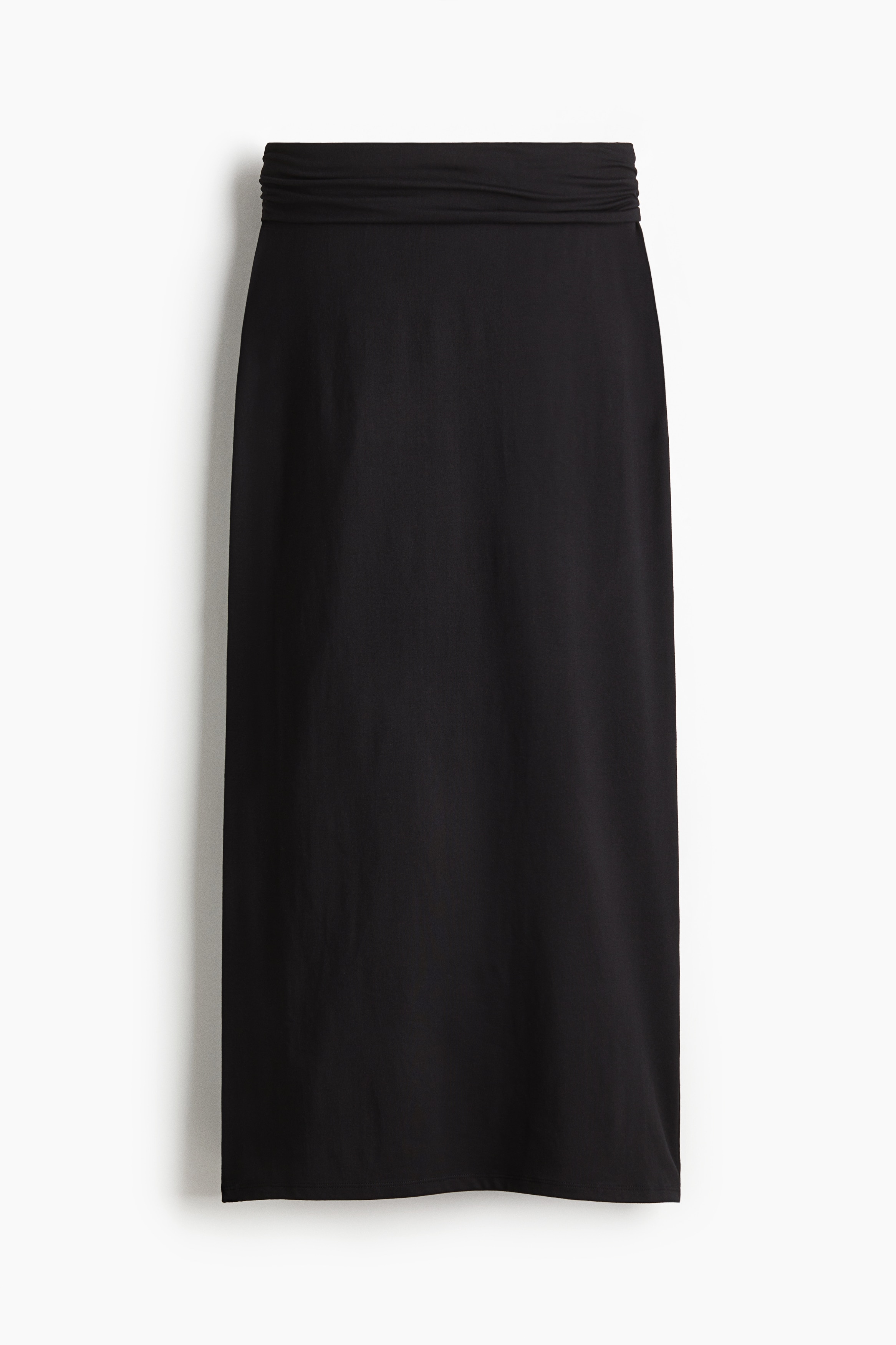 Foldover-Waist Maxi Skirt - Black