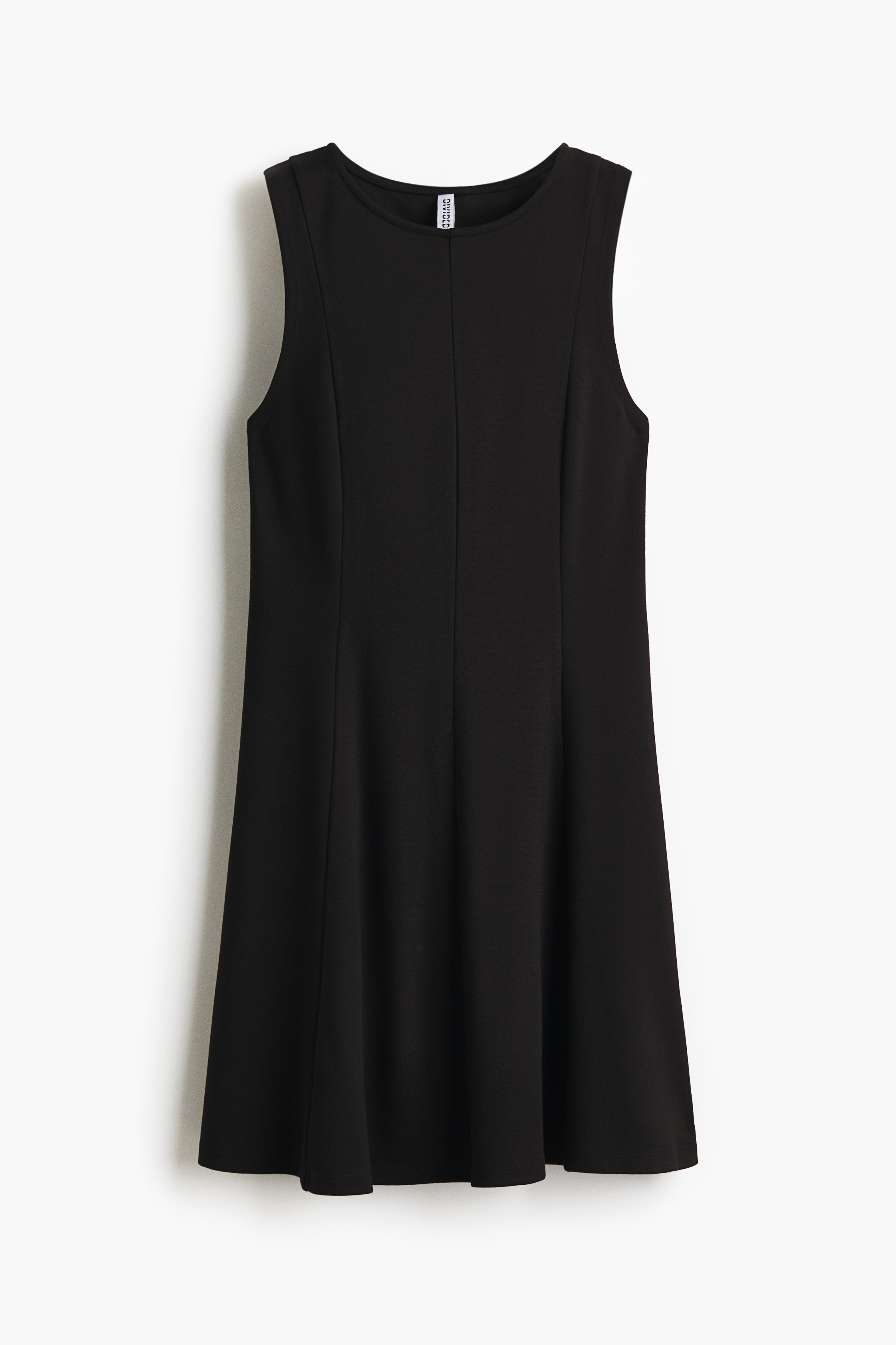 Ponte Dress with Flared Skirt - Black/Plum red