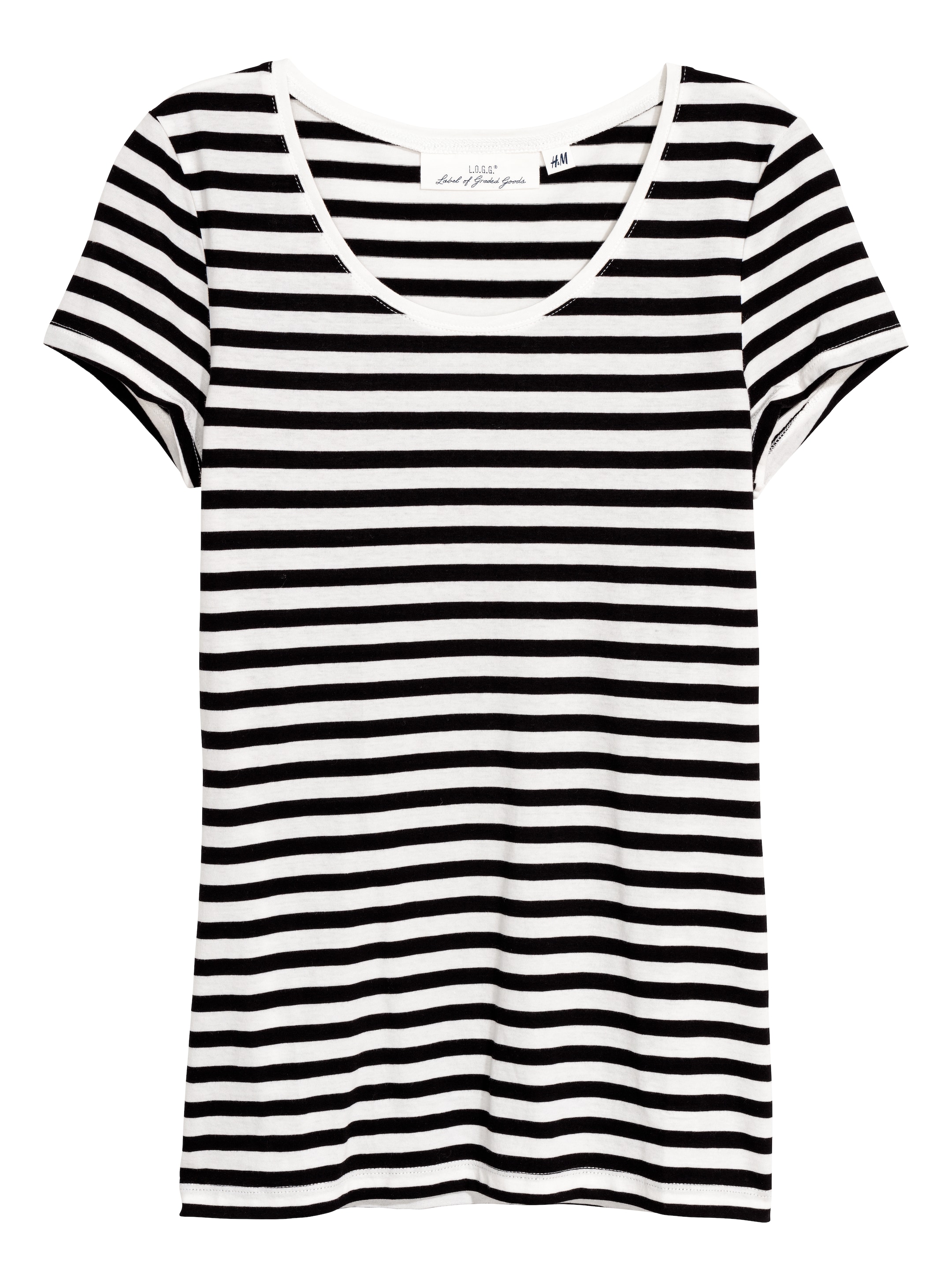 T-shirt - Short sleeve - Black/White striped - Ladies | H&M GB