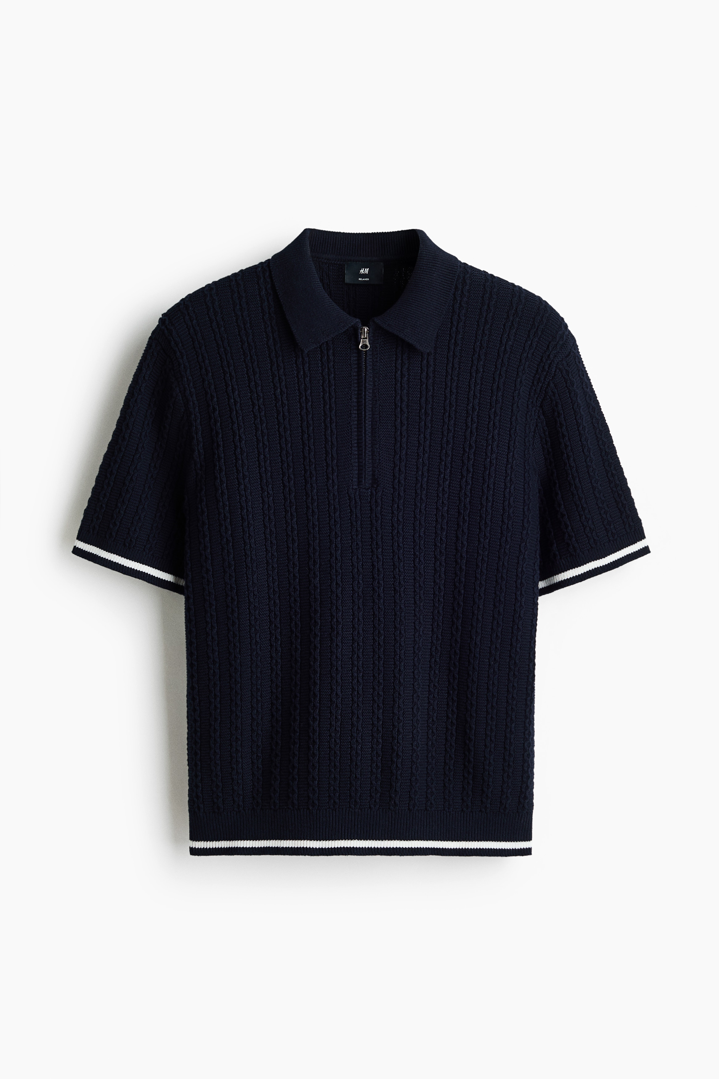 Relaxed Fit Cotton polo shirt - Navy blue/White