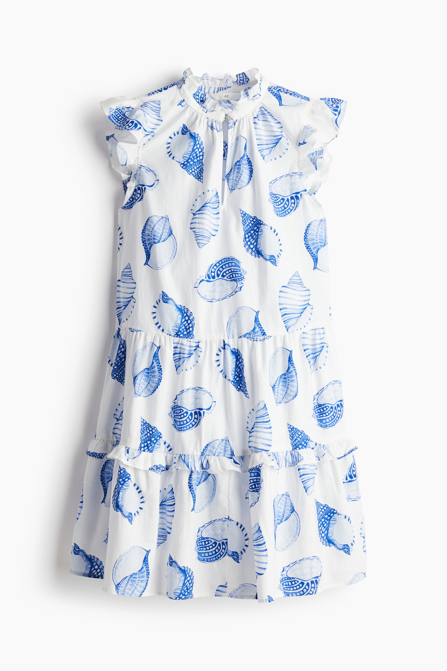 Frill Trim Dress - White/Seashells/Dark denim blue - 2