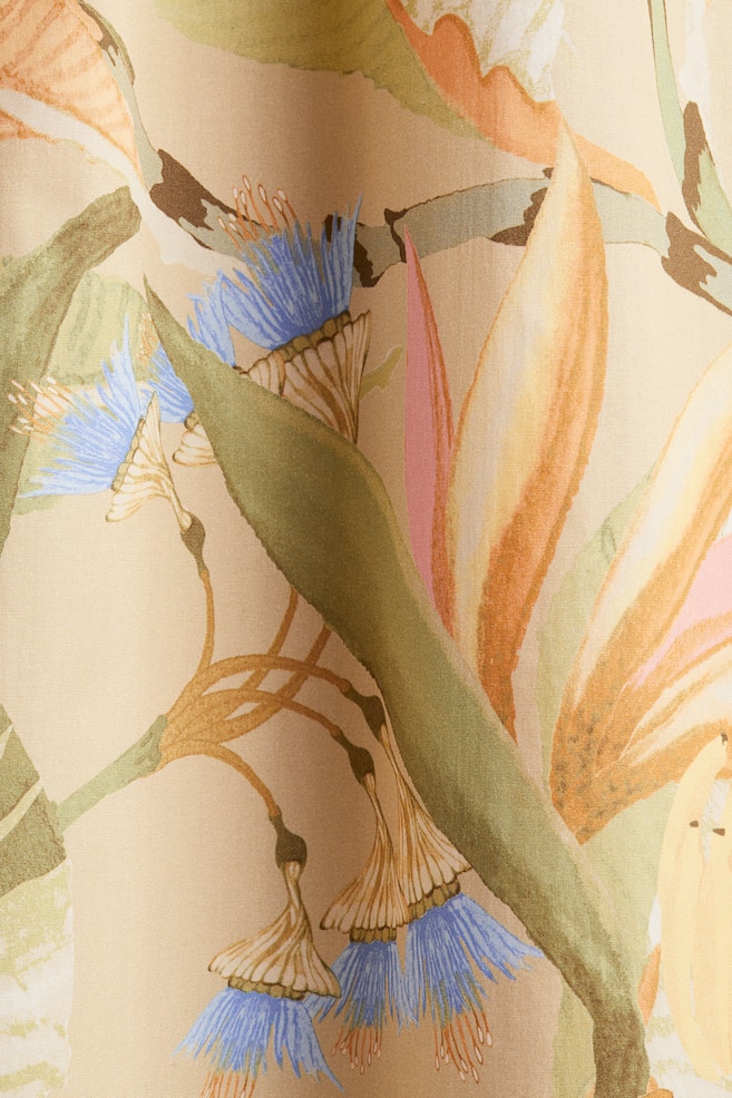 Schulterfreies Popelinekleid-Beige/Geblümt - 2