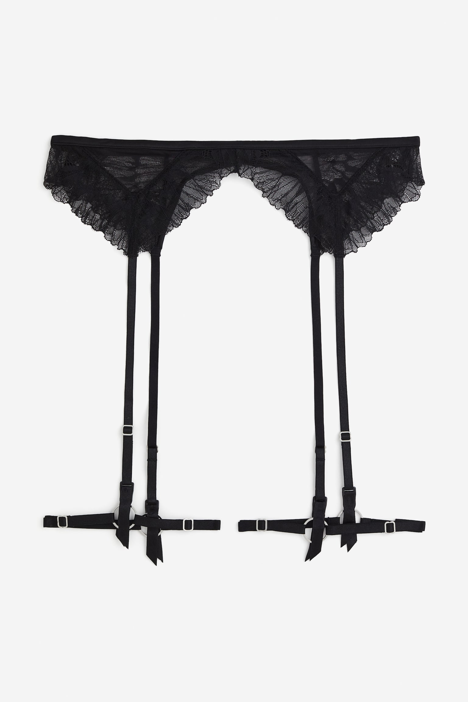 Lace Suspender Belt - Black/Powder pink - 1