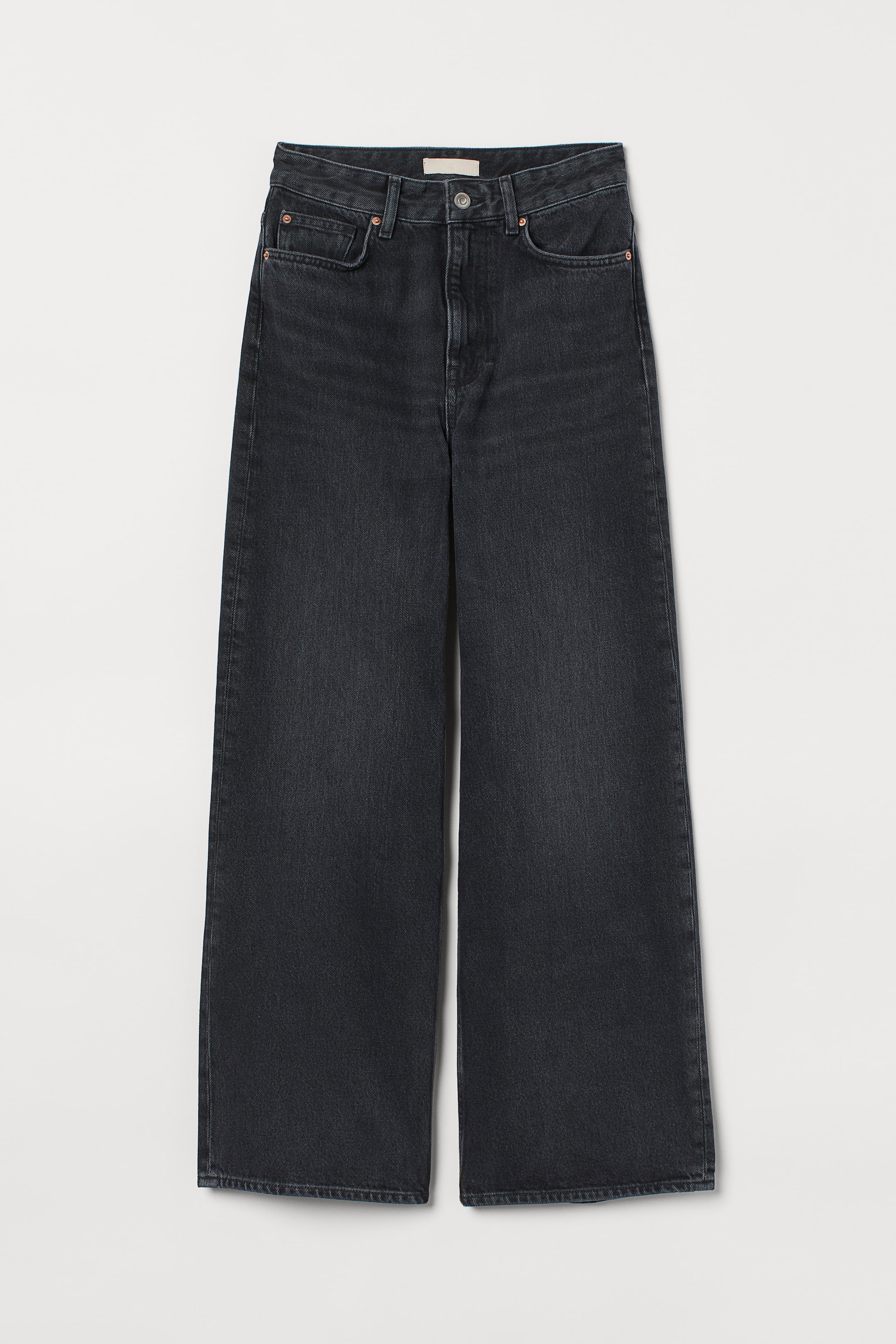 Loose Wide High Jeans - High waist - Ankle length - Black - Ladies | H&M GB