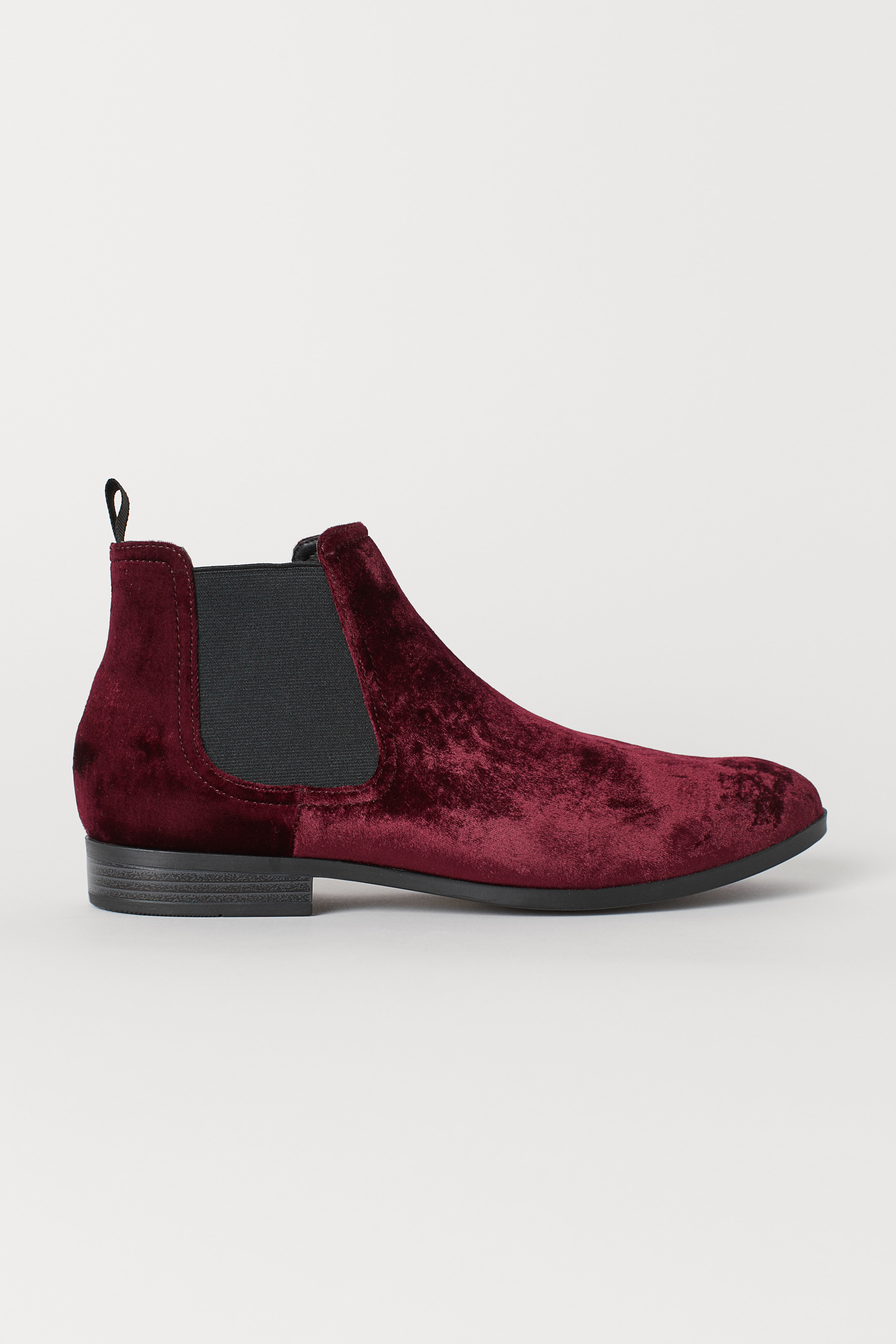 Chelsea style Boots Burgundy velour Men H M US