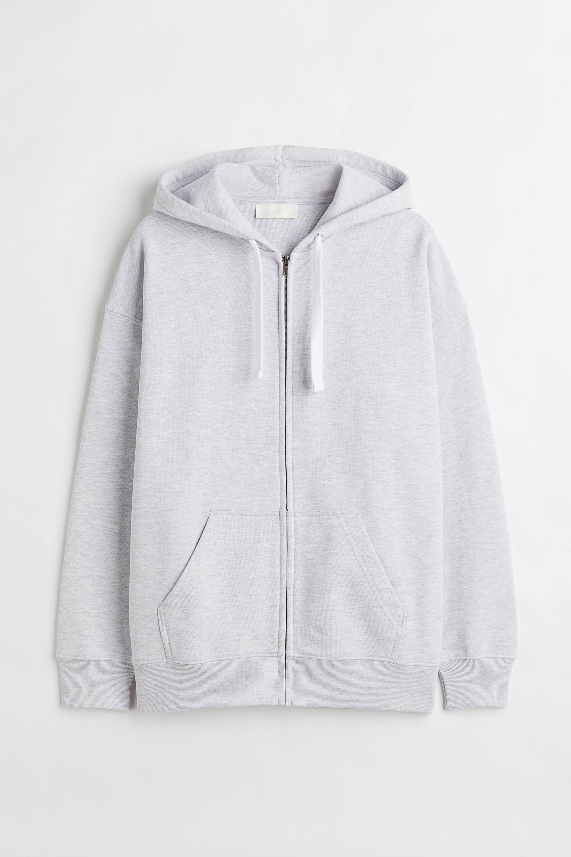 View larger image: Oversized Fit Cotton zip-through hoodie - Light grey marl - Men | H&M 1