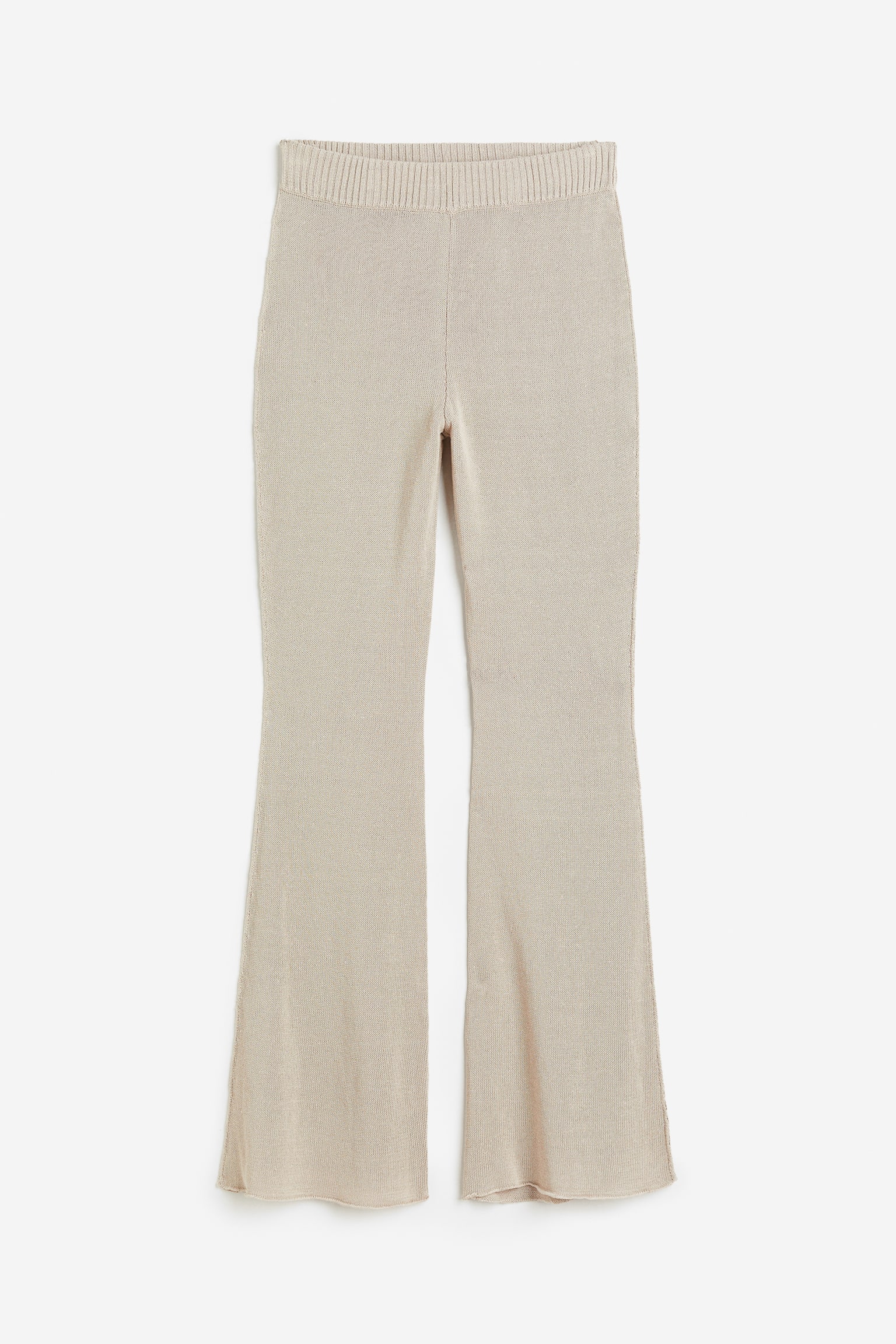 Knitted Silk Blend Pants - Beige/Black - 1