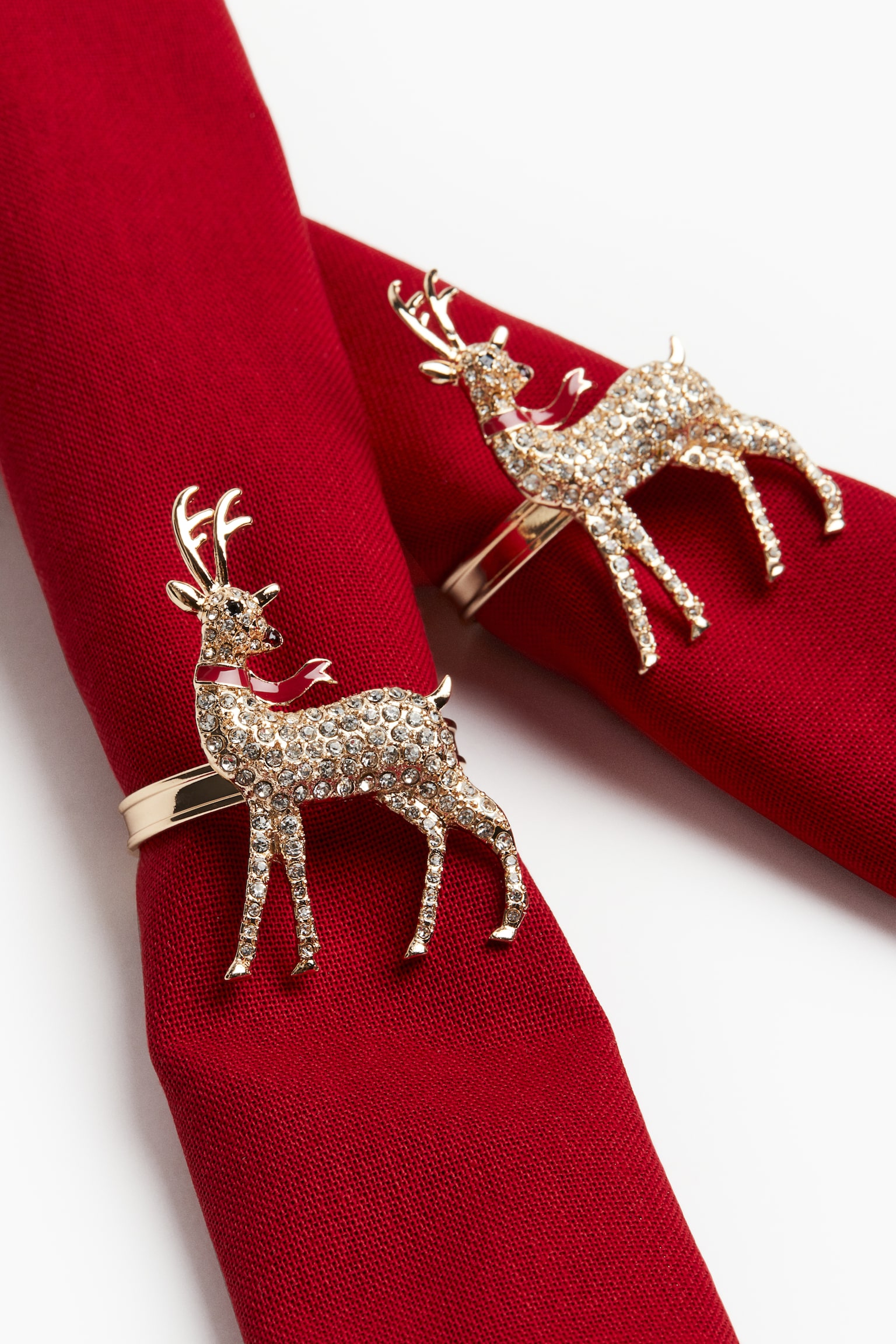 2-pack metal napkin rings - Gold-coloured/Deer/Red/Gift - 3