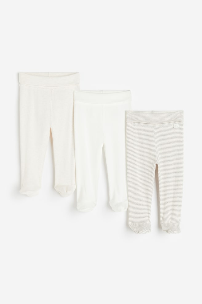 Lot de 3 pantalons - Beige clair/rayé/Rose clair/beige clair/blanc/Bleu clair/rayé/Blanc/pois gris/dc - 1