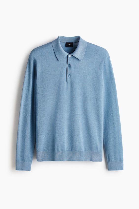 Мужские рубашки H&M Regular-Fit Fine-Knit Polo Shirt