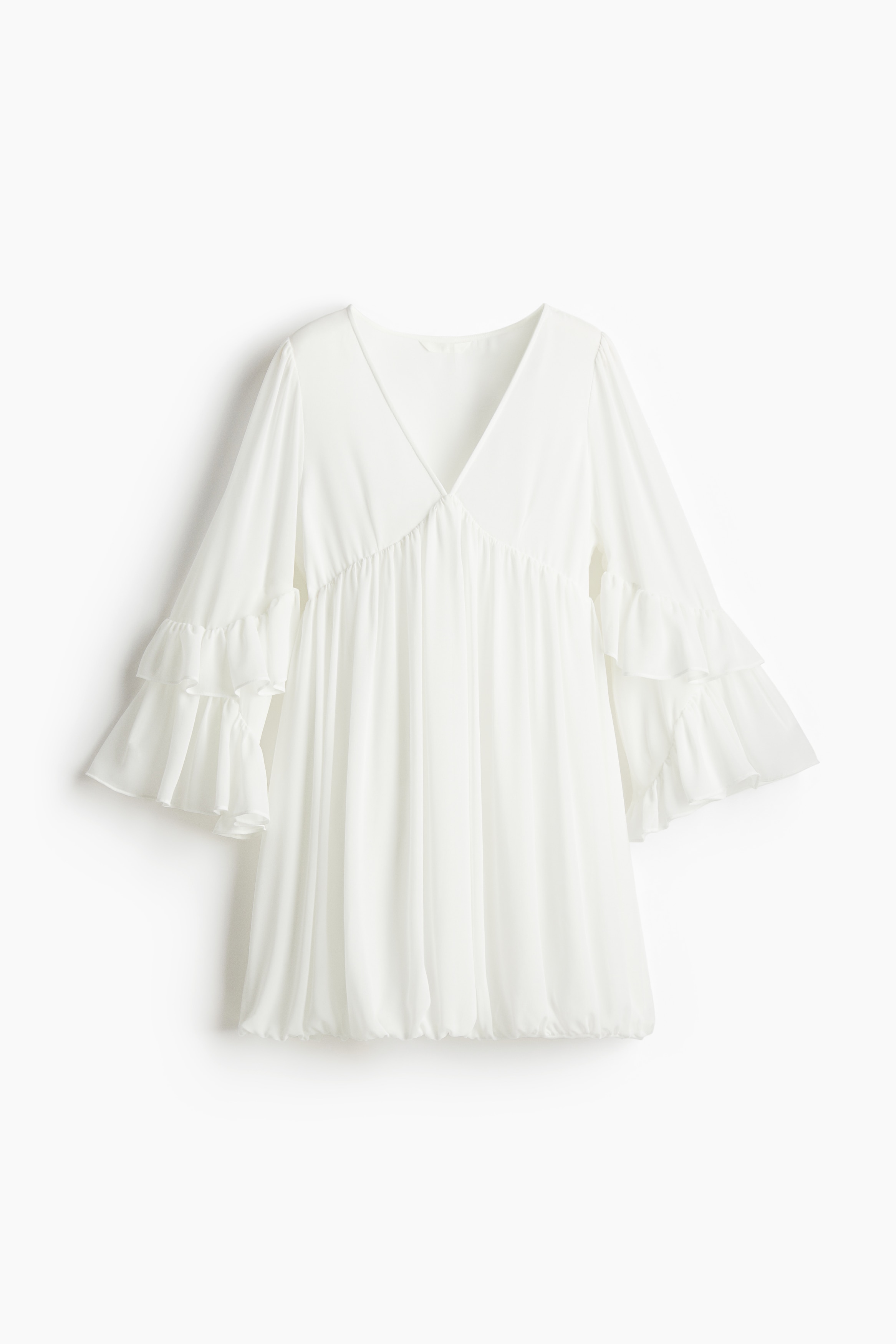 Abito in chiffon con volant - Bianco