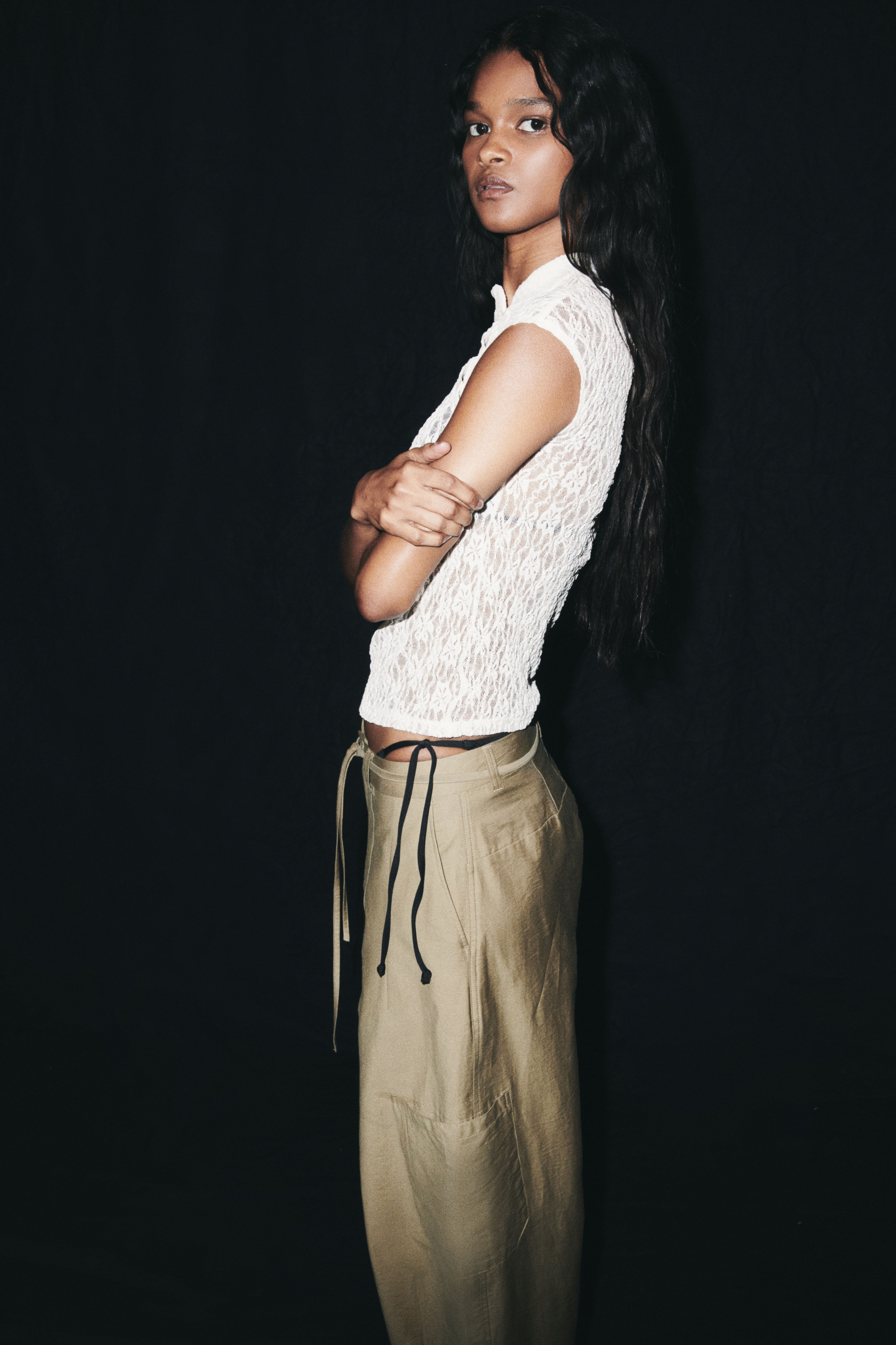 Cap-Sleeved Lace Top