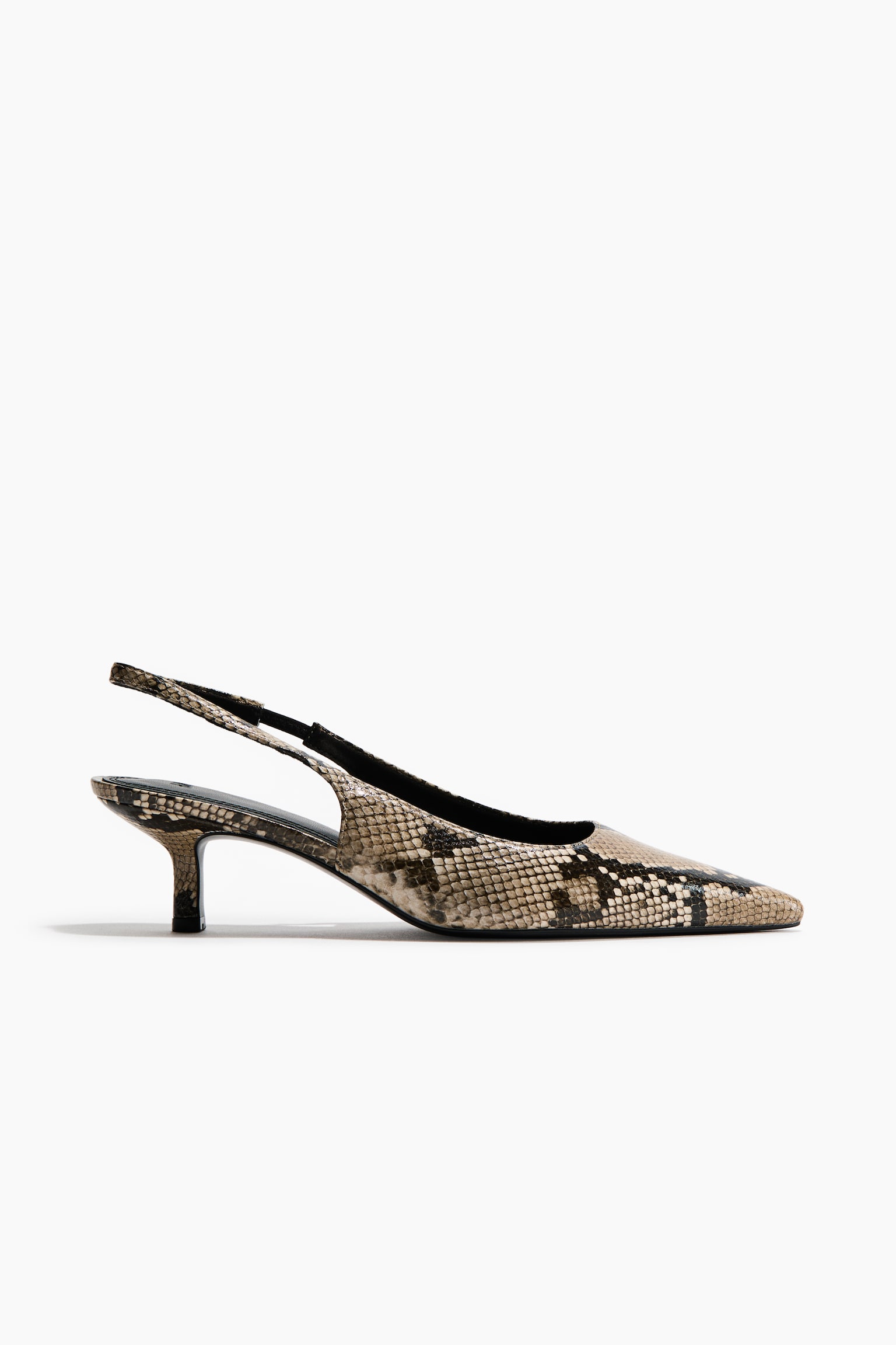 Slingback court shoes - Beige/Snakeskin pattern/Brown/Black - 1