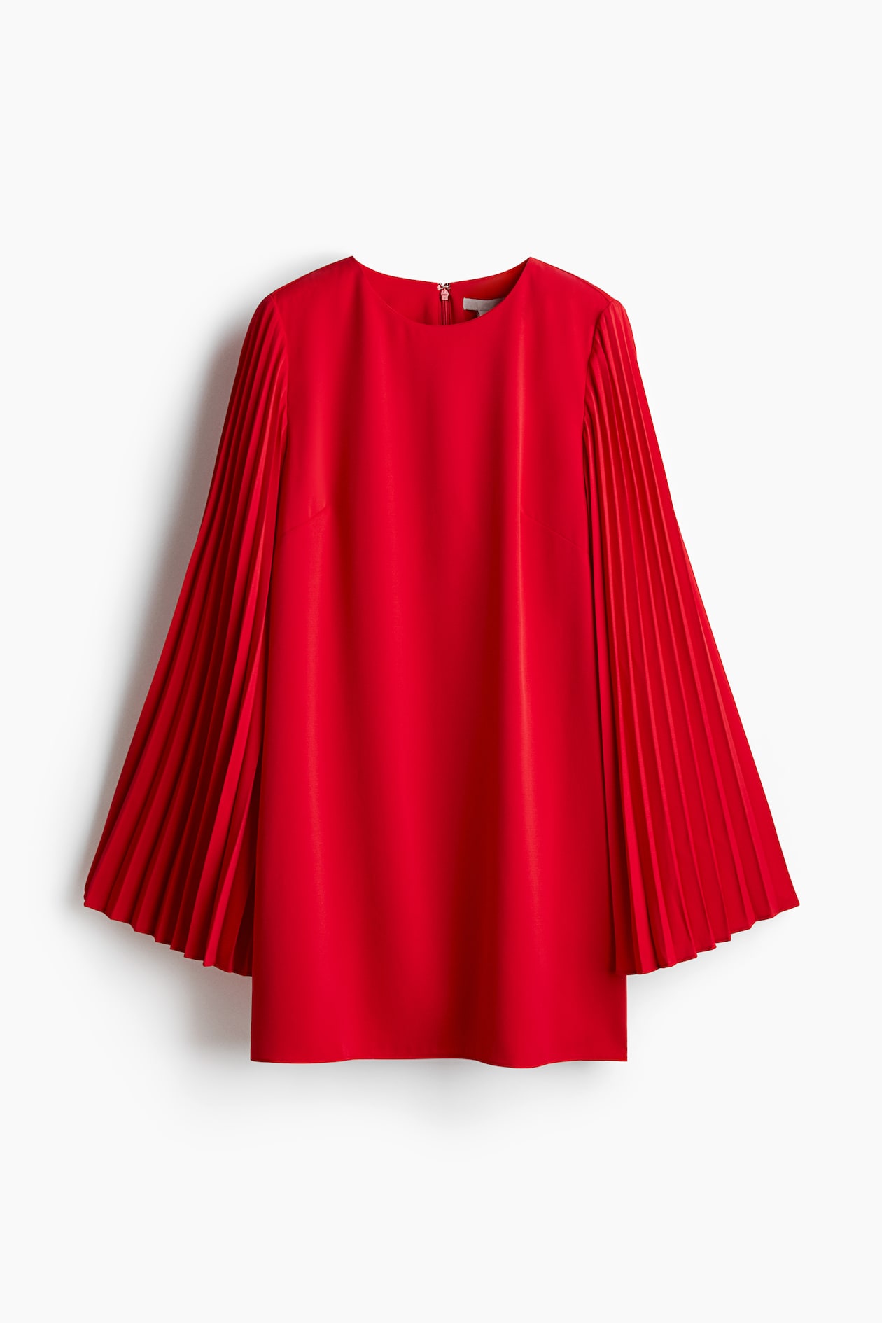 h&m red pleated dress Women's Red Pleat-sleeved dress