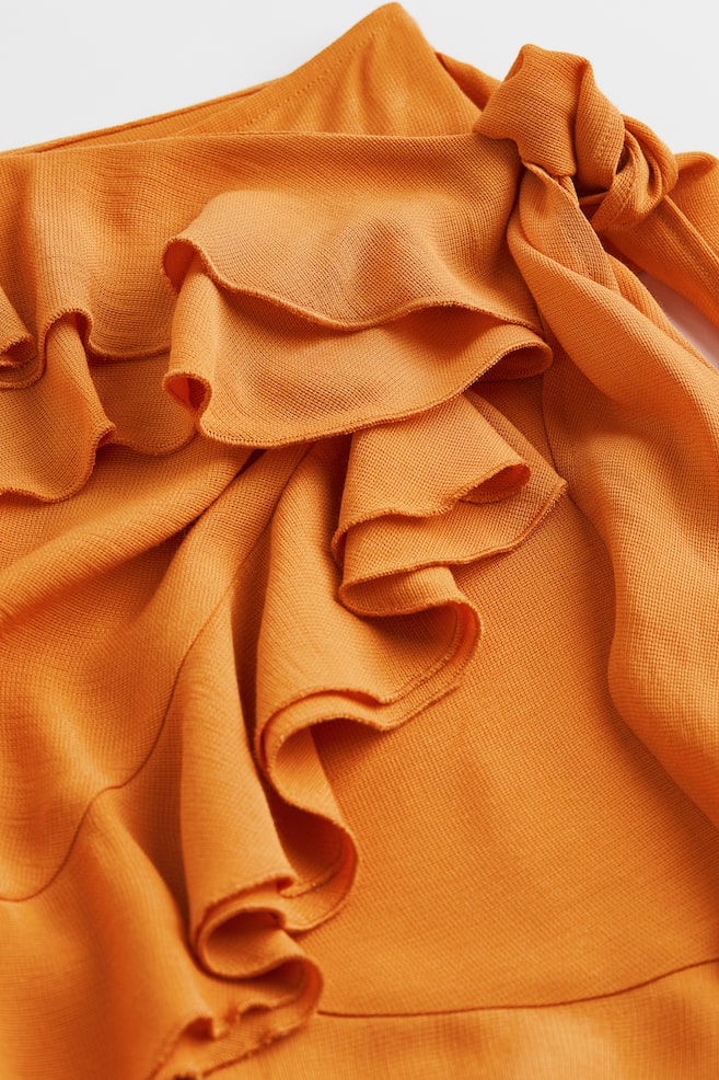 Kopertowa spódnica z falbanami - Pomarańczowy - 2