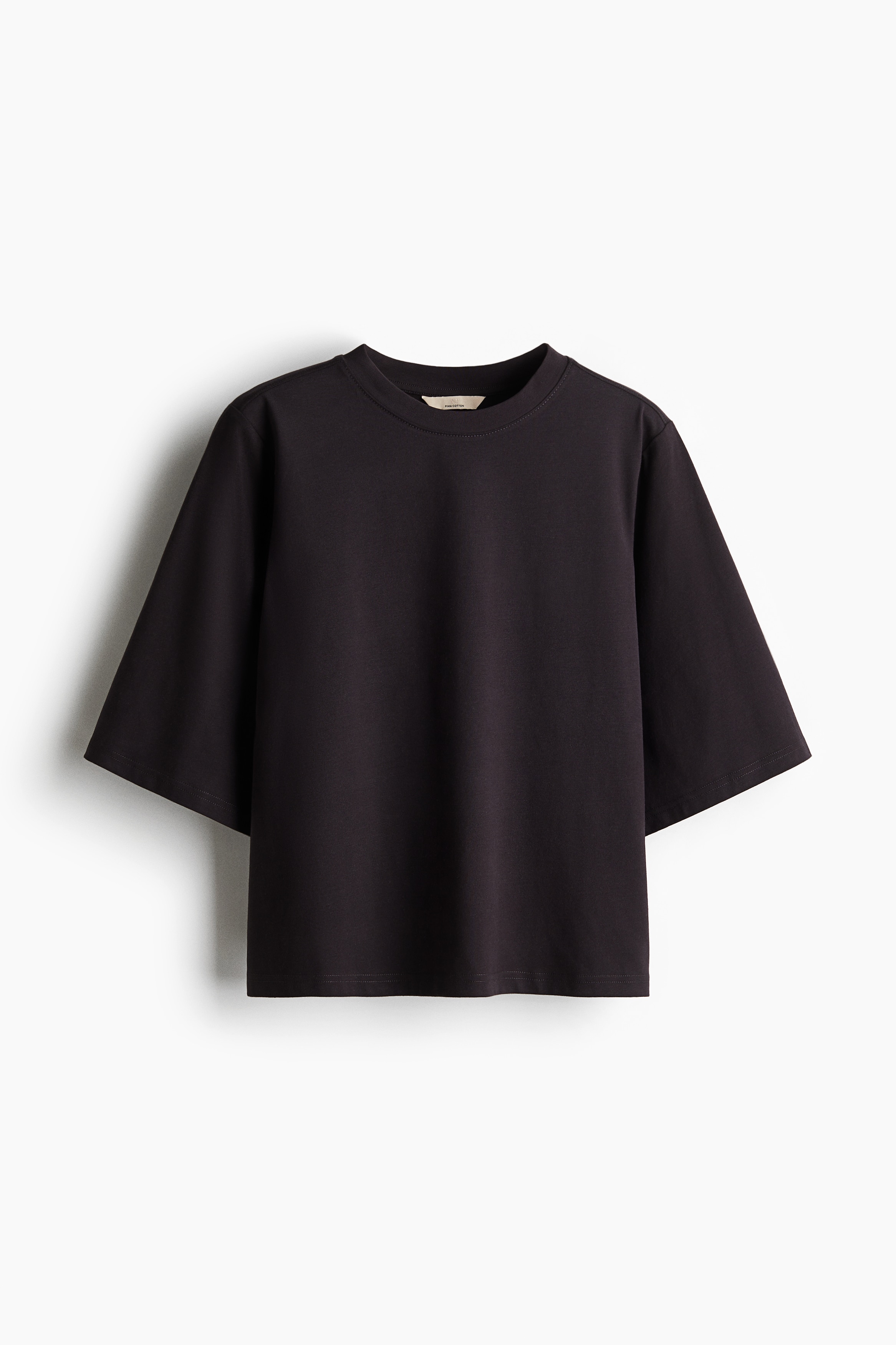 Pima Cotton Tee - Dark brown/White