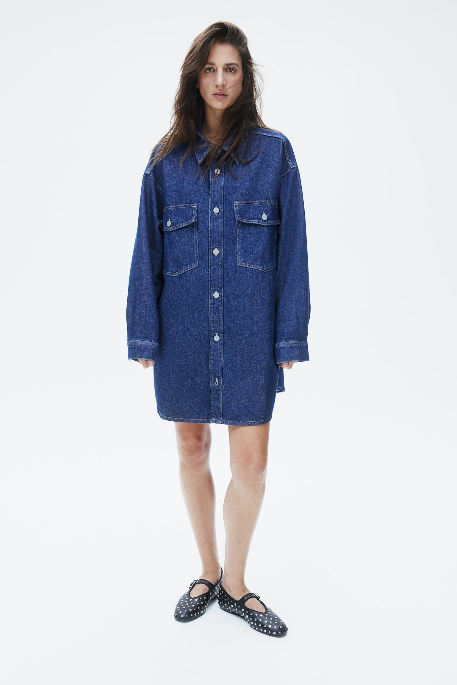 Oversized denim shirt - Dark denim blue/Black/Light denim blue/Denim blue - 8