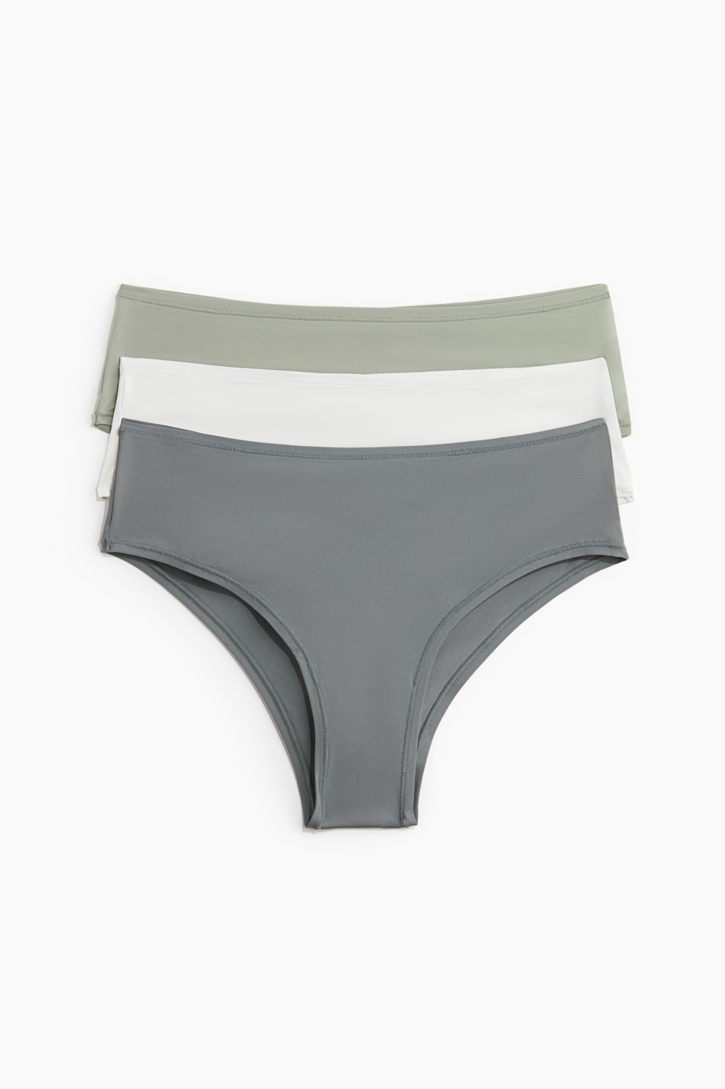 3-pack Microfibre Hipster Briefs - Grey green/Beige/Black/White/Black/Dusty purple/Powder pink/White/Floral