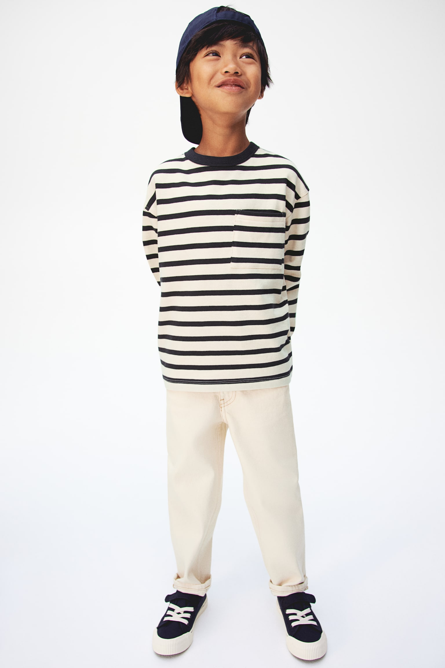 Long-sleeved T-shirt - White/Black striped/Blue/Striped/Light grey/Brown striped/Bright blue/Striped - 5