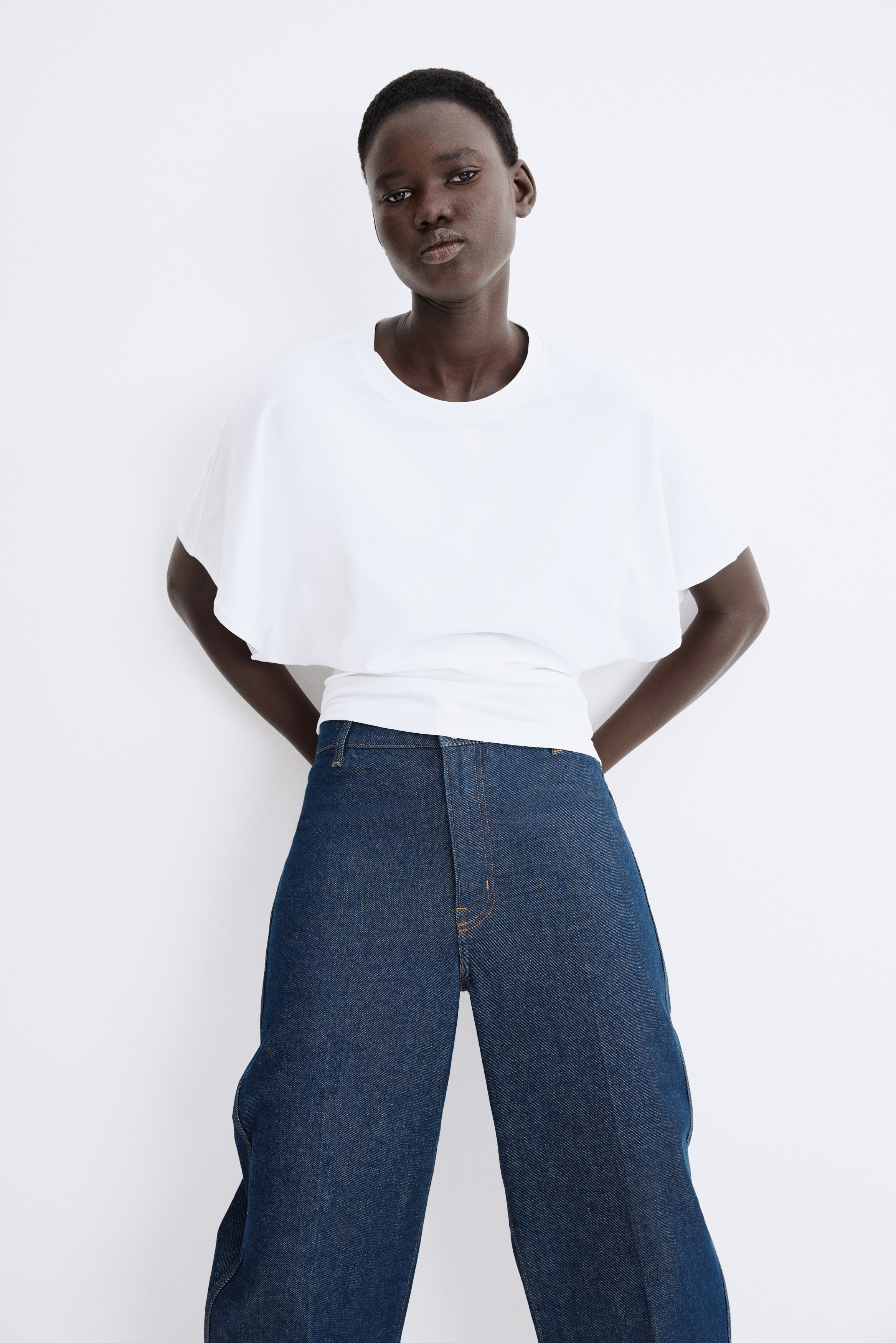 Butterfly-sleeved T-shirt