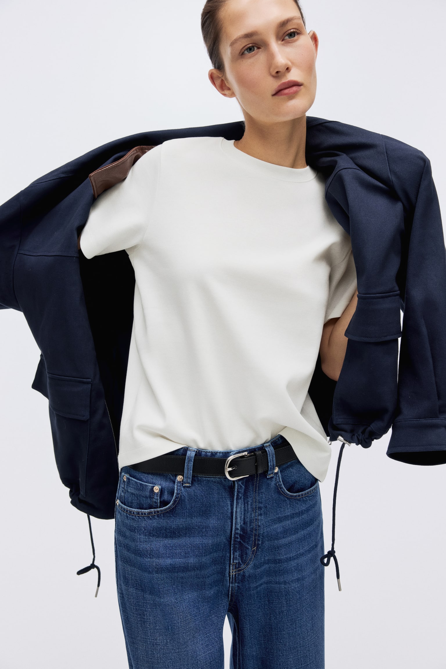 Interlock T-shirt - White/Black/Grey marl/Dark brown - 6