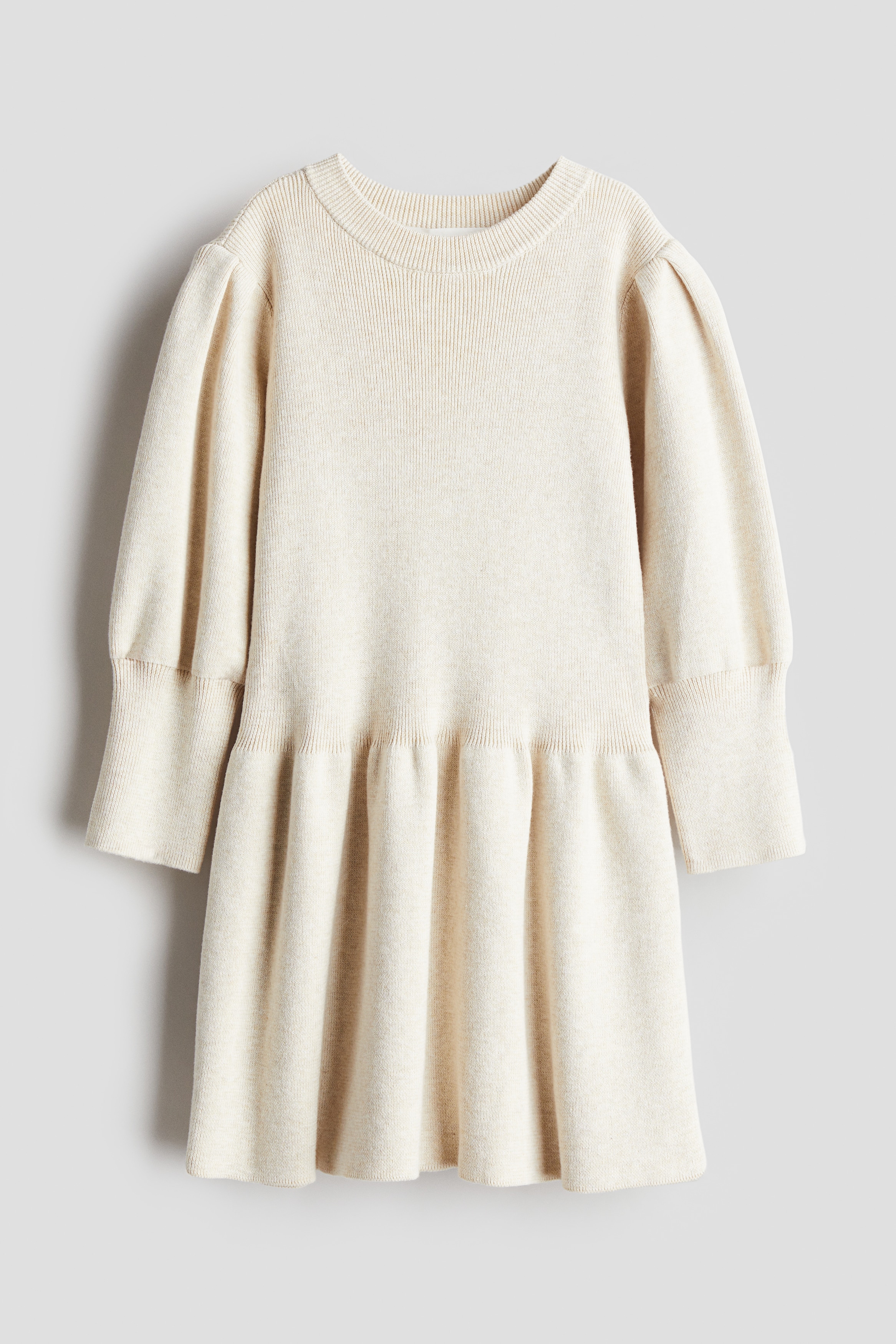 Girls - Cream Fine-knit cotton dress - Size: 6-7Y  - H&M