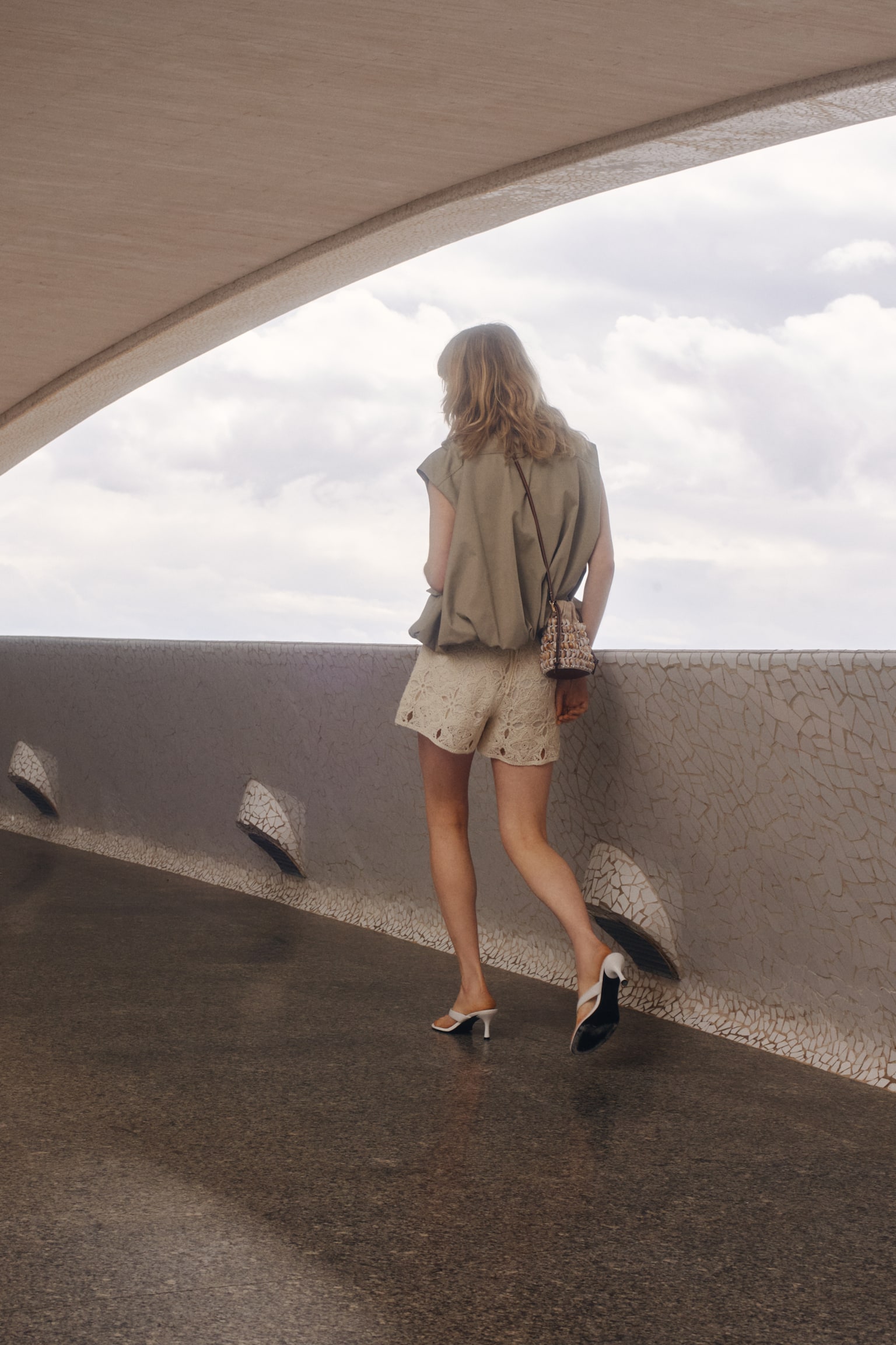 Crochet-look shorts-Cream - 5