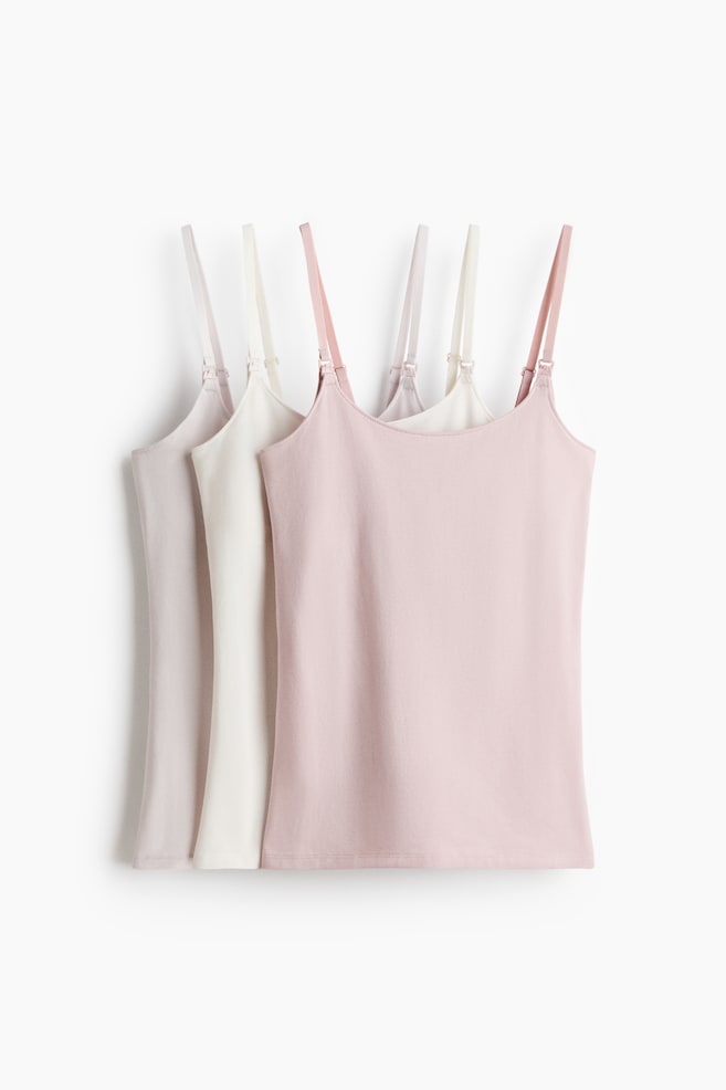 MAMA 3-pack ammetopp - Lys rosa/Cream/Mørk grå/Hvit/Sort/Lys blå/Hvit/Lys beige/Sort/Hvit/Hvit/Salviegrønn/Vinrød/Tåkerosa/Sort/Hvit/Gråmelert/Beige/Sort/Hvit - 1