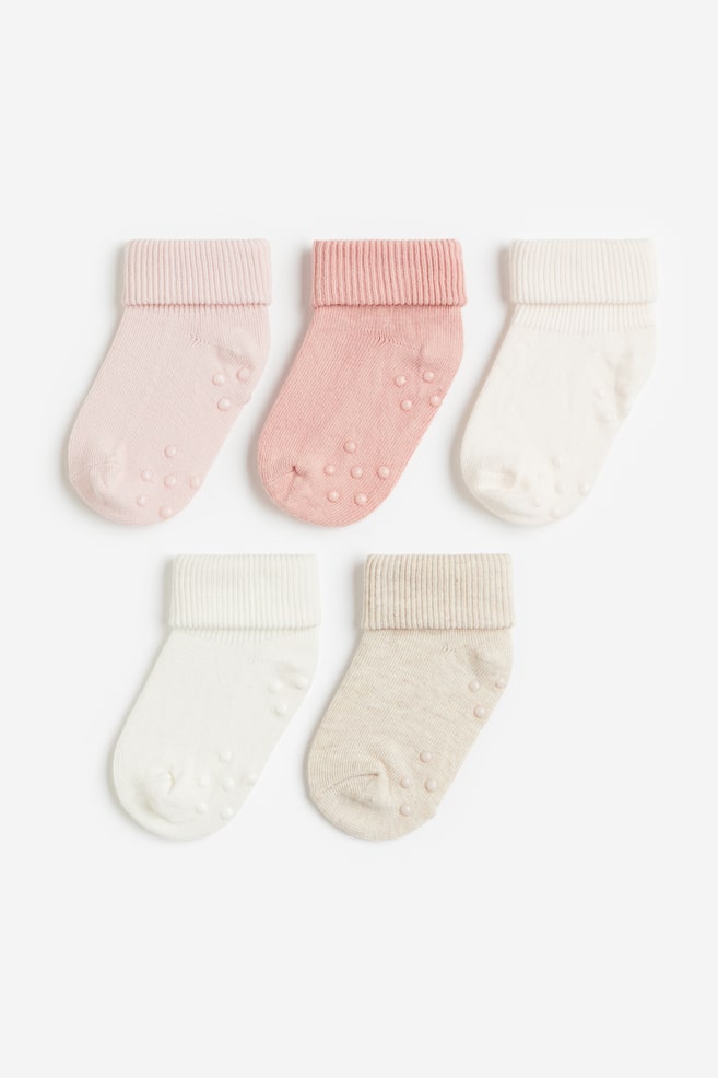 5-pack sokker med antiskli - Rosa/Lys beigemelert/Lys gråmelert/Muldvarp/Hvit/Rosa/Lys rosa/dc/dc/dc/dc - 1