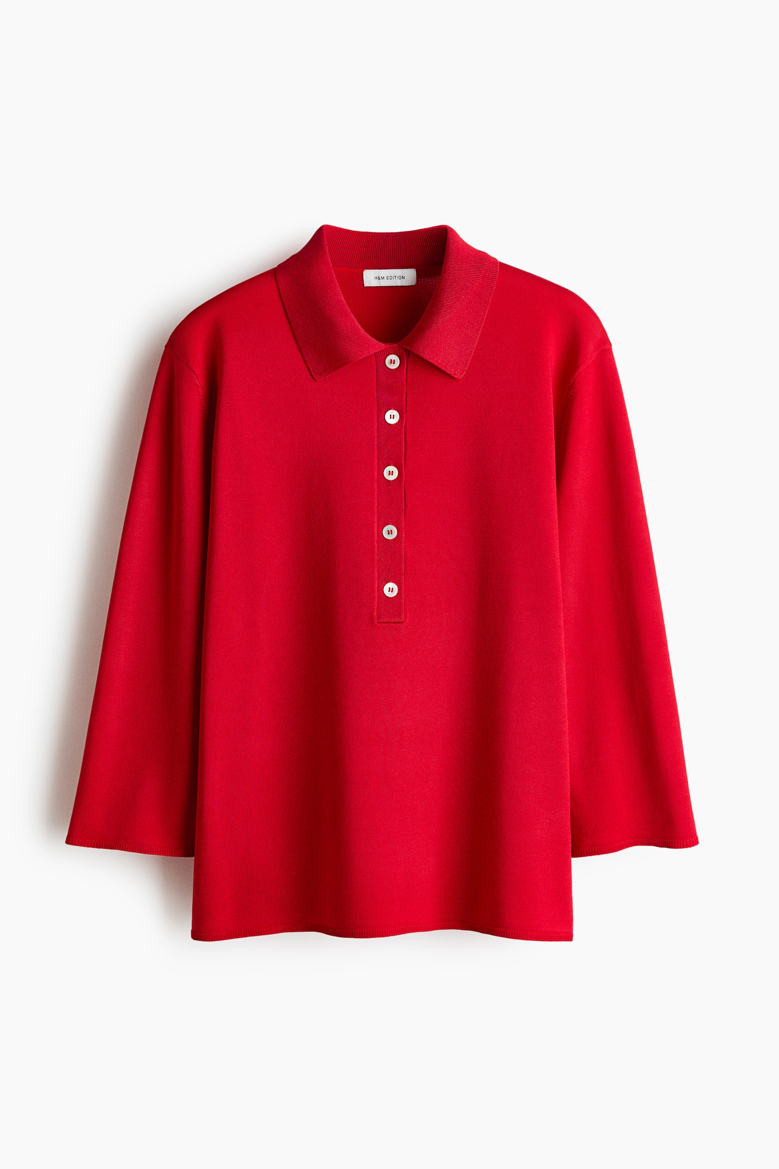 Fine-knit polo shirt - Bright red - 2