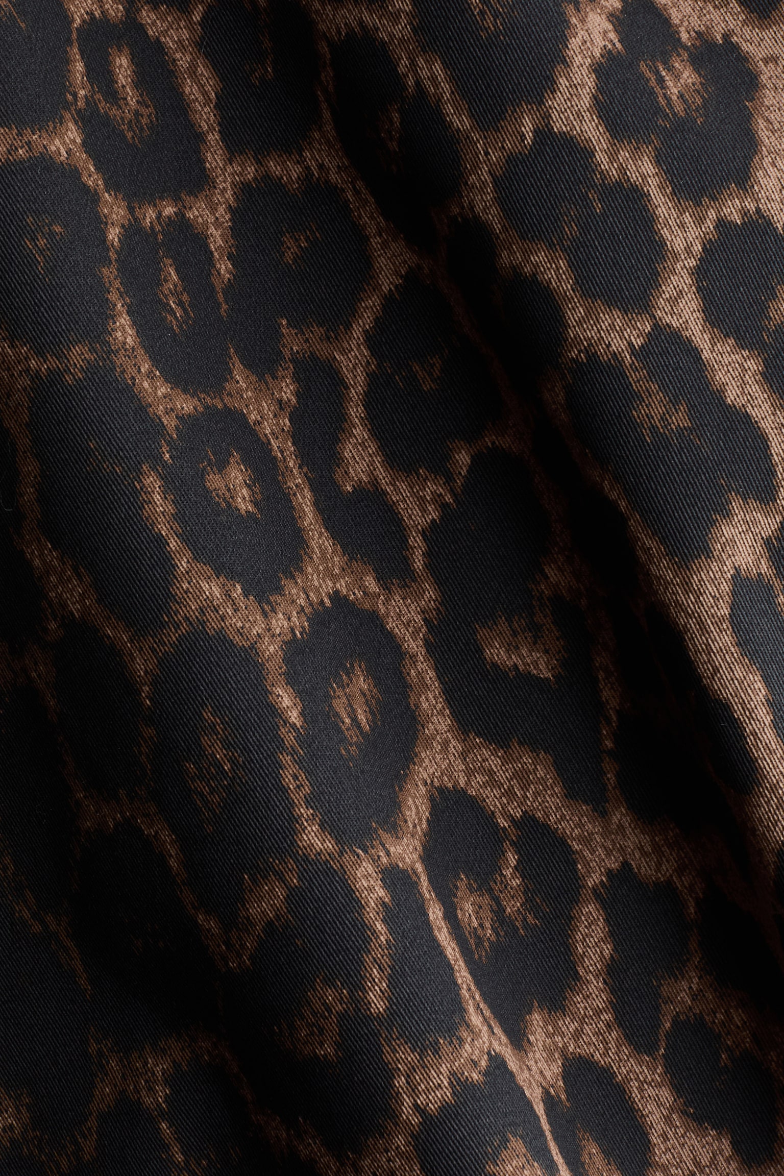 Flared twill skirt - Dark brown/Leopard print - 4