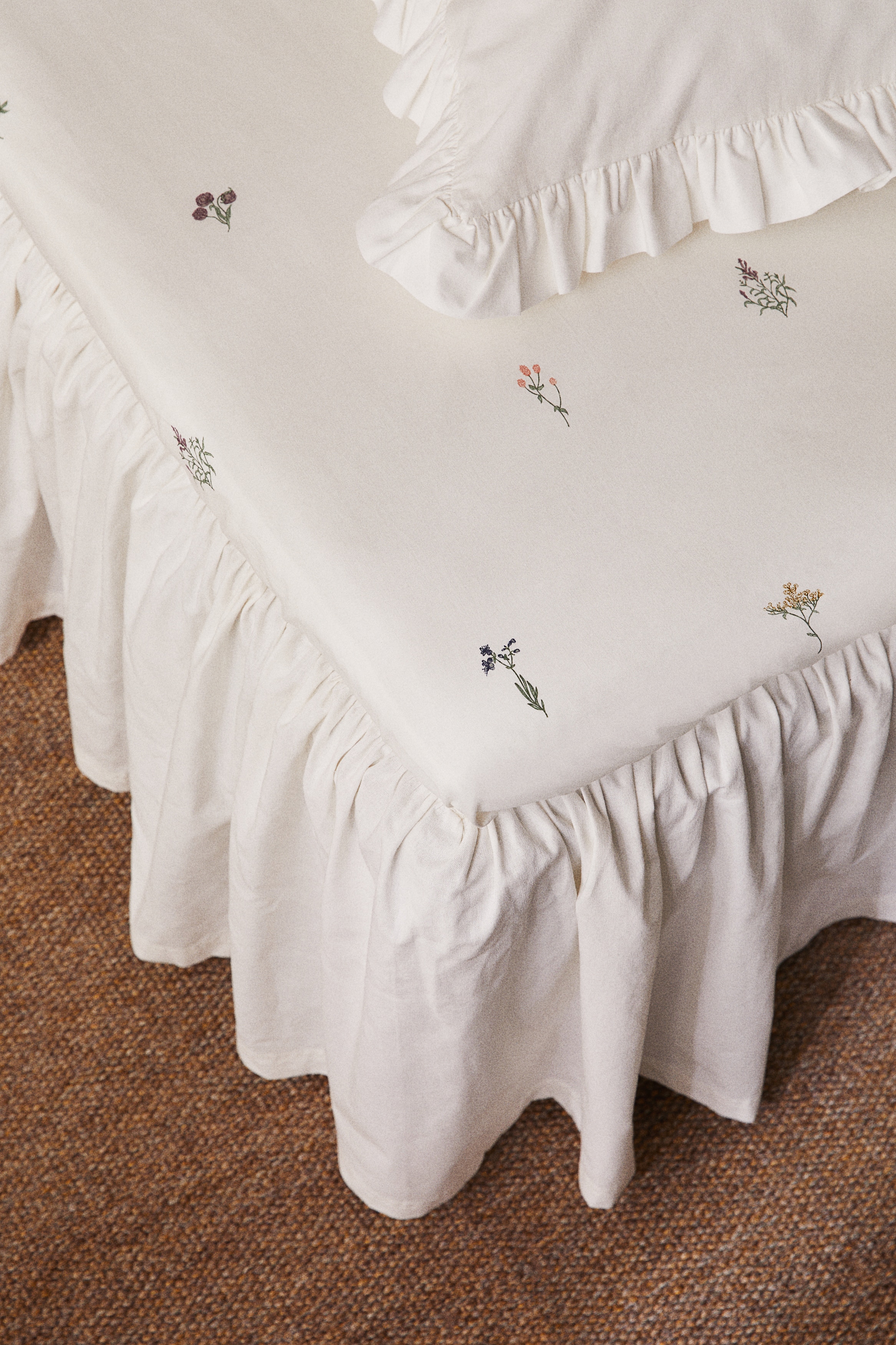 Patterned cotton fitted sheet - White/Floral/White/Blue floral/Light beige/Floral/Light dusty green/Floral/Beige/Floral