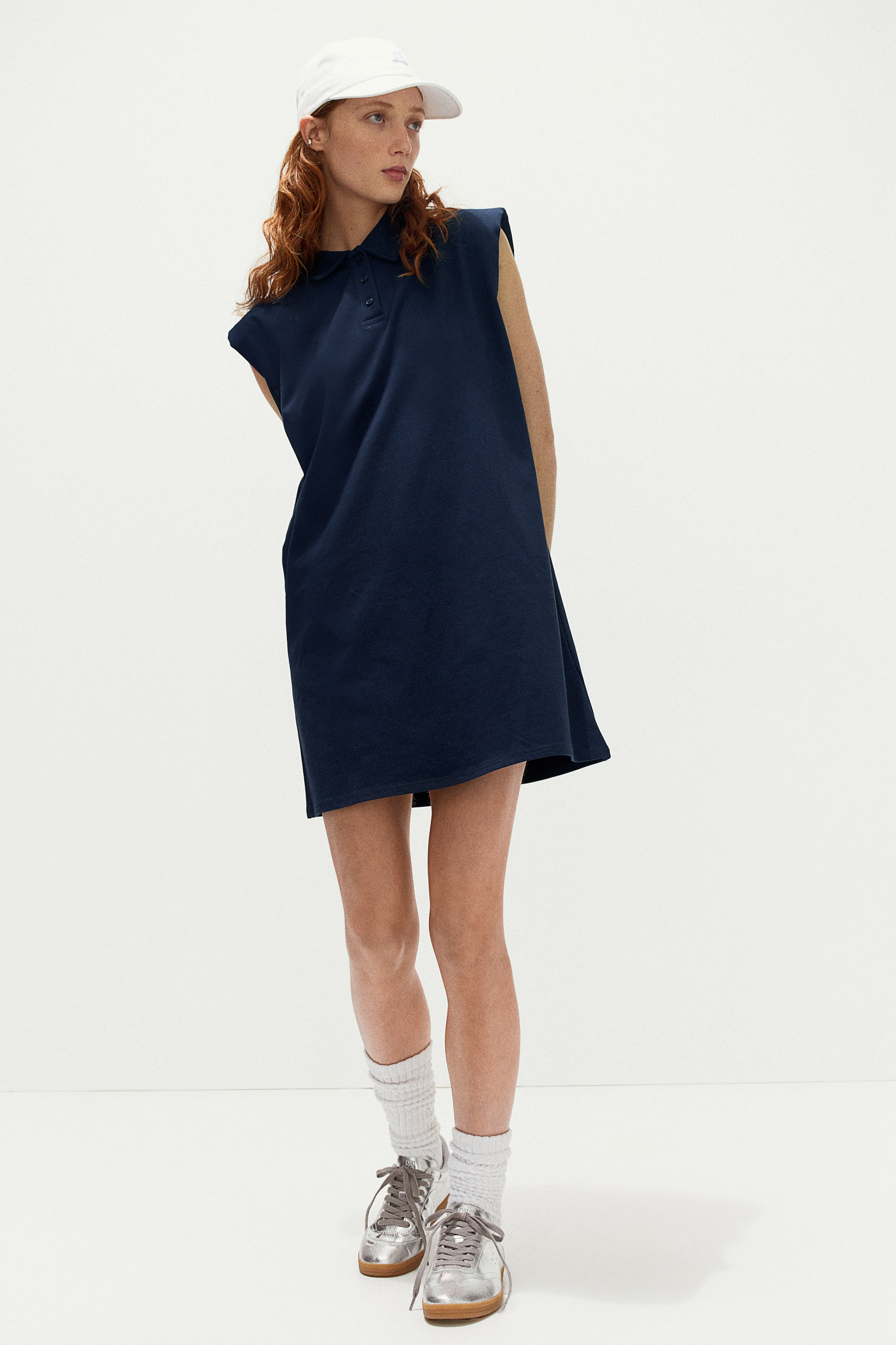 Shoulder-pad Polo Dress