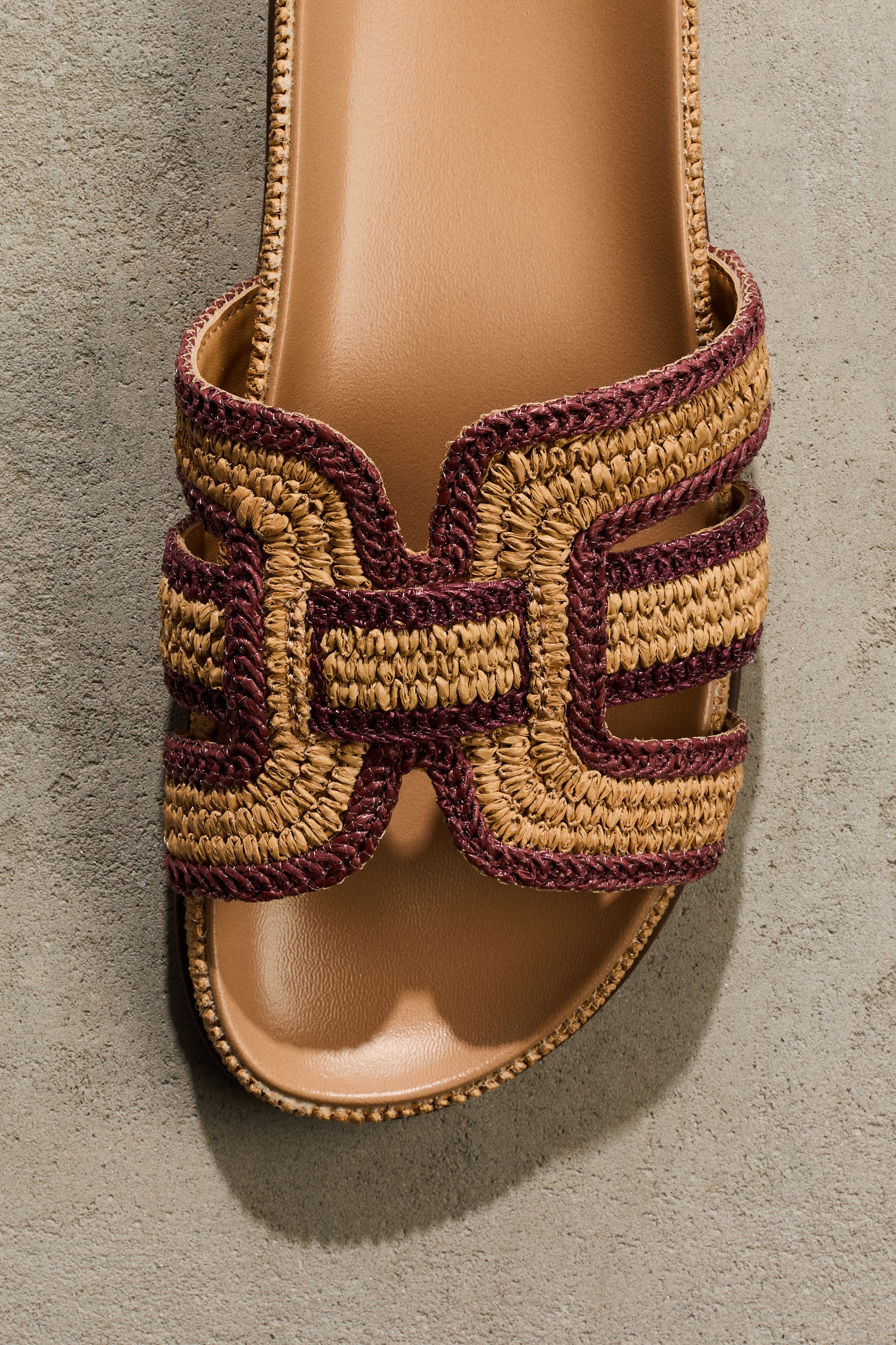 Sandalen aus geflochtenem Stroh - Beige/Rosa/Dunkelbraun