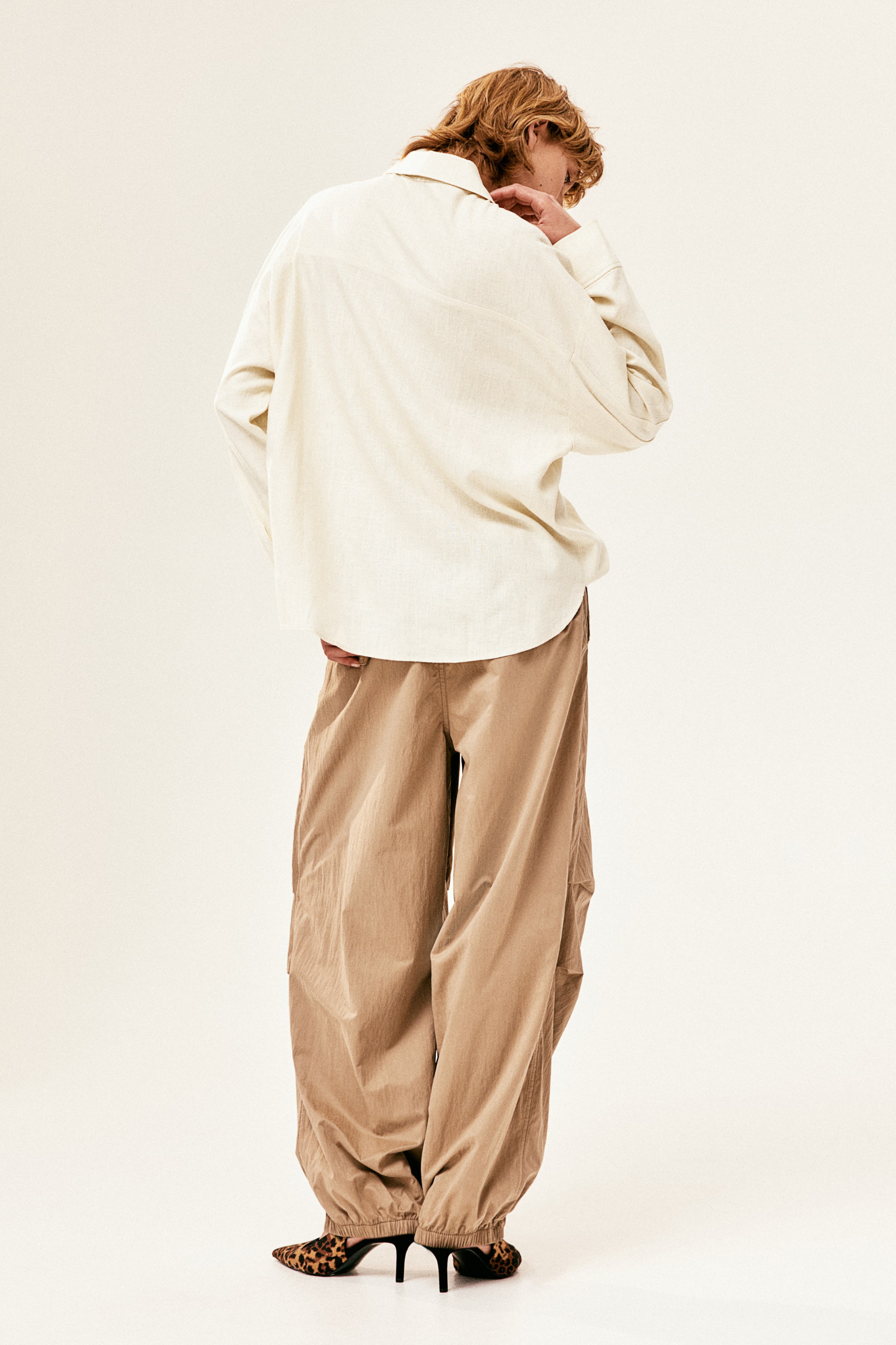 Oversized Linen-blend Cargo Shirt