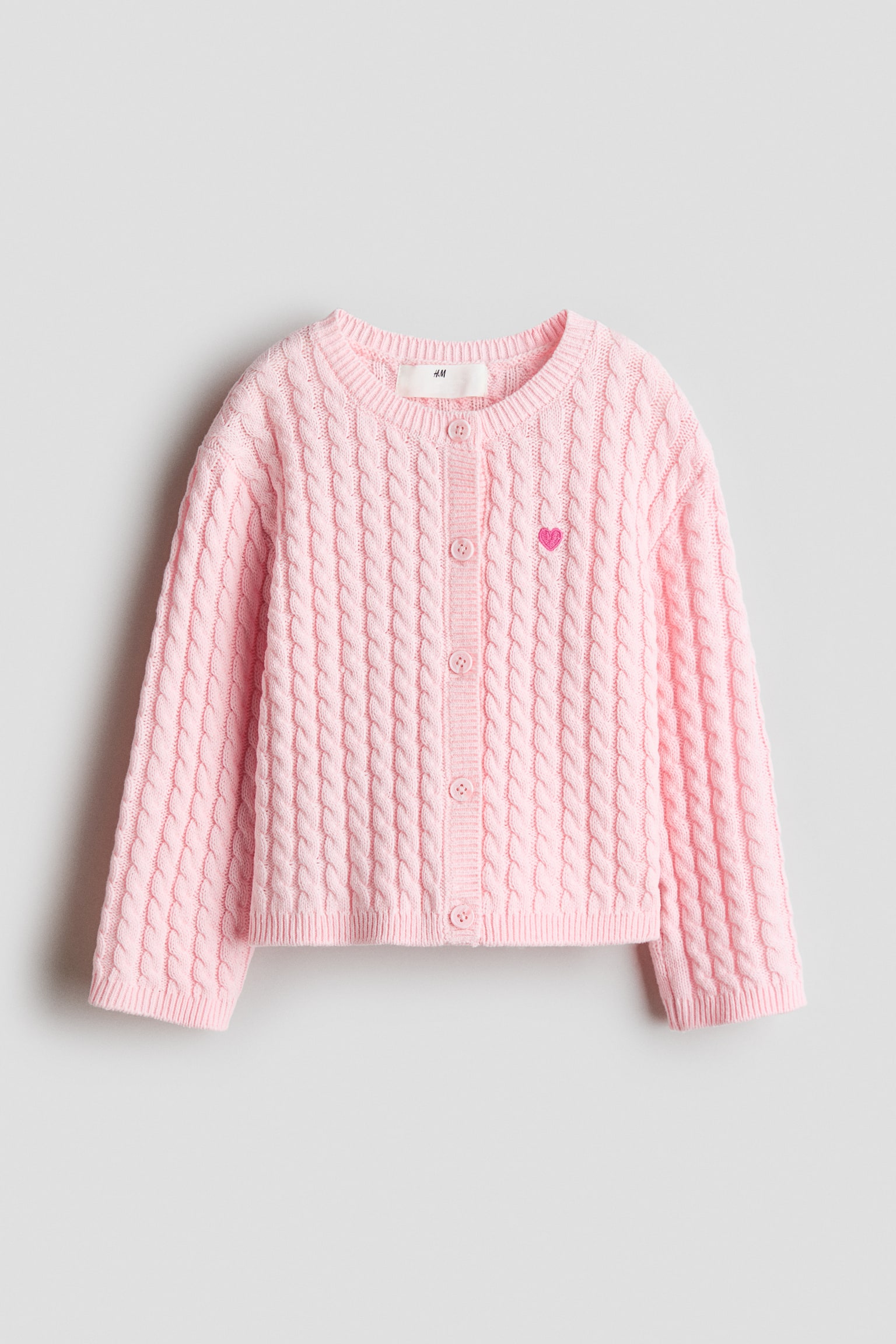 Cable-knit cardigan - Pink/Light beige/Striped/Blue - 2