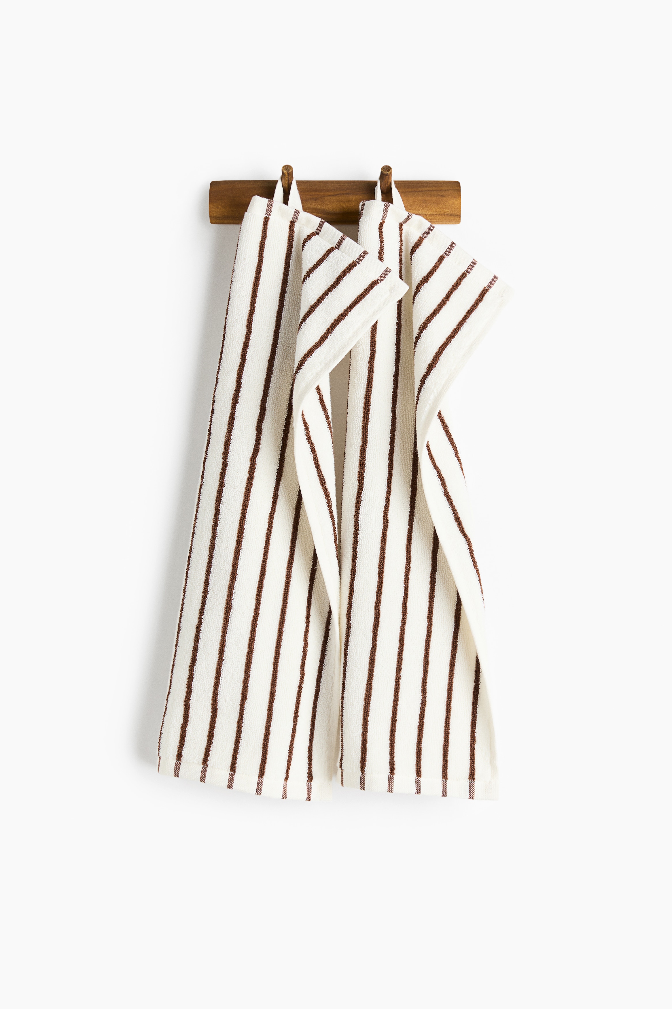 2-Pack Cotton Terry Guest Towels-White/brown striped