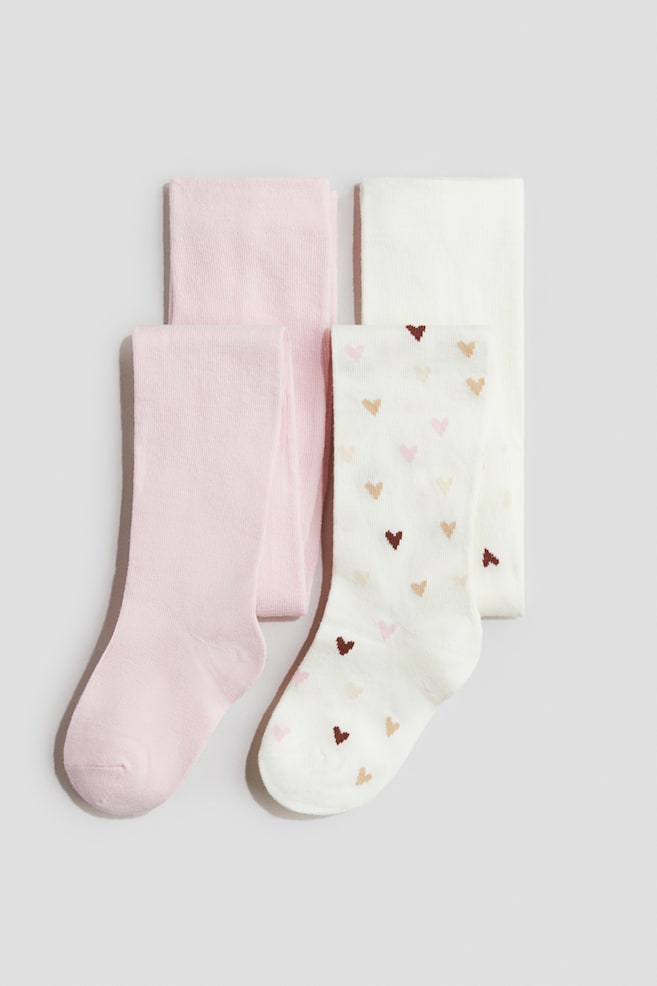 2-pack fine-knit tights - Light pink/Hearts/Pink/Unicorn/White/Cherries/Pink/Floral/Light grey/Glittery/White/Rainbows/Dark red/Teddy bears/Gold-coloured/Glittery/Light pink/Hearts/Light blue/Butterflies - 1