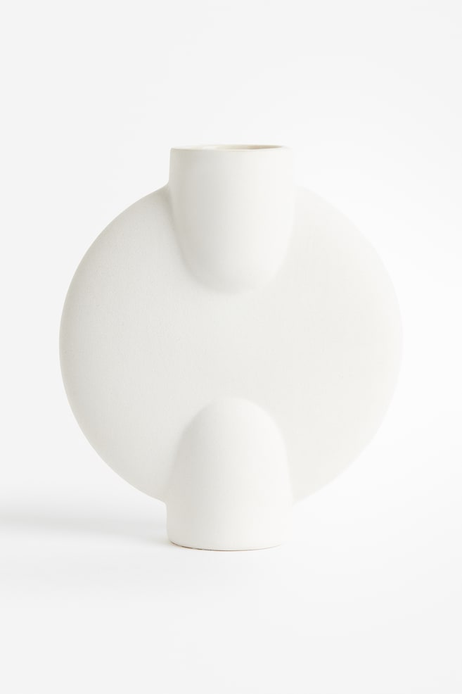 Vase aus Steingut - Weiß/Grün - 1