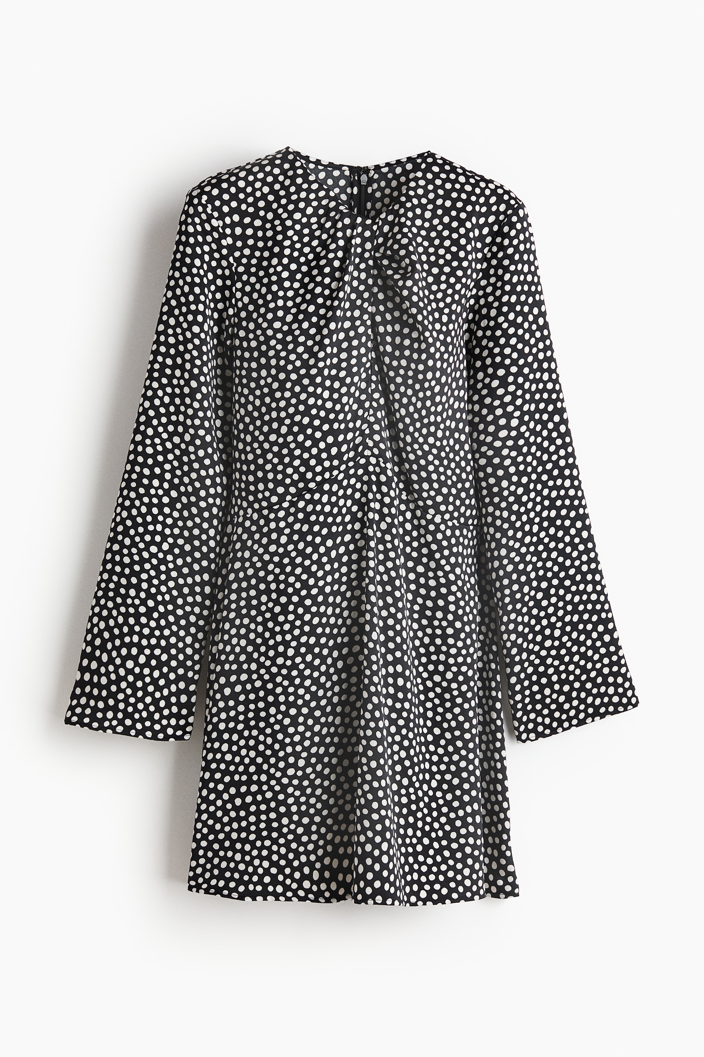 Twist Detail Dress - Black/Polka dot