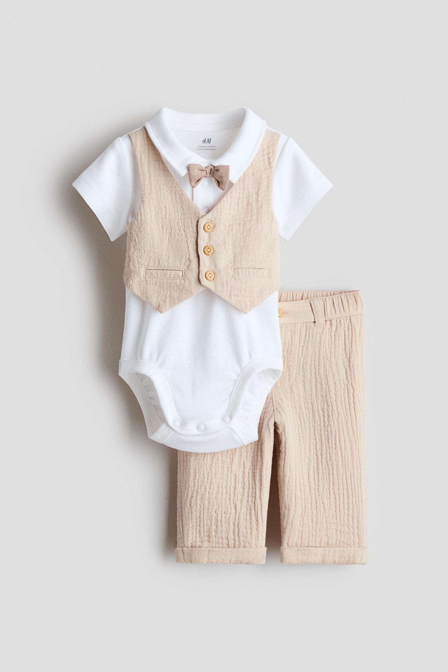 2-piece dressy set - Light beige/White
