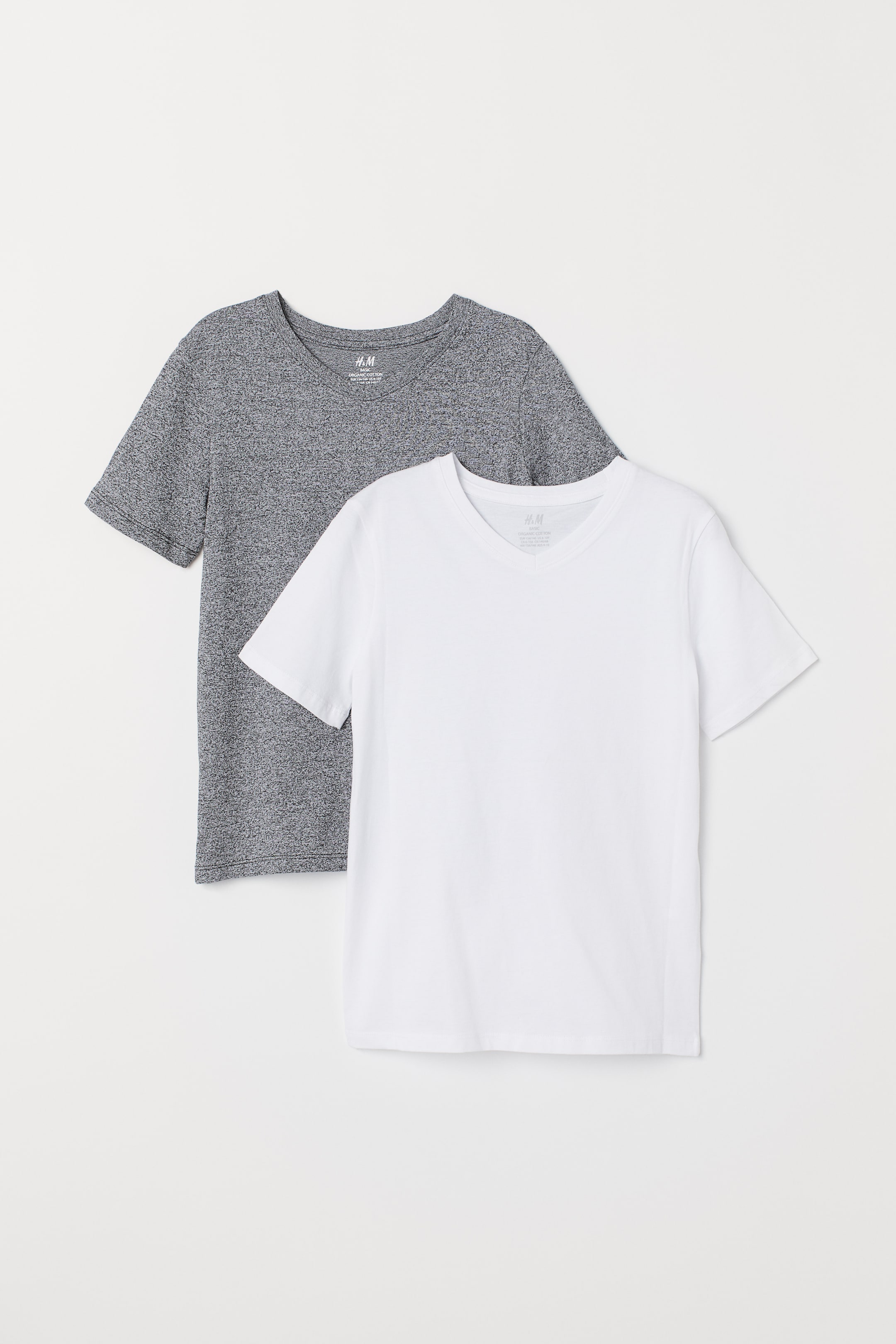 Größeres Bild ansehen: 2er-Pack T-Shirts - Schwarzmeliert/Weiß - Kids | H&M DE 1