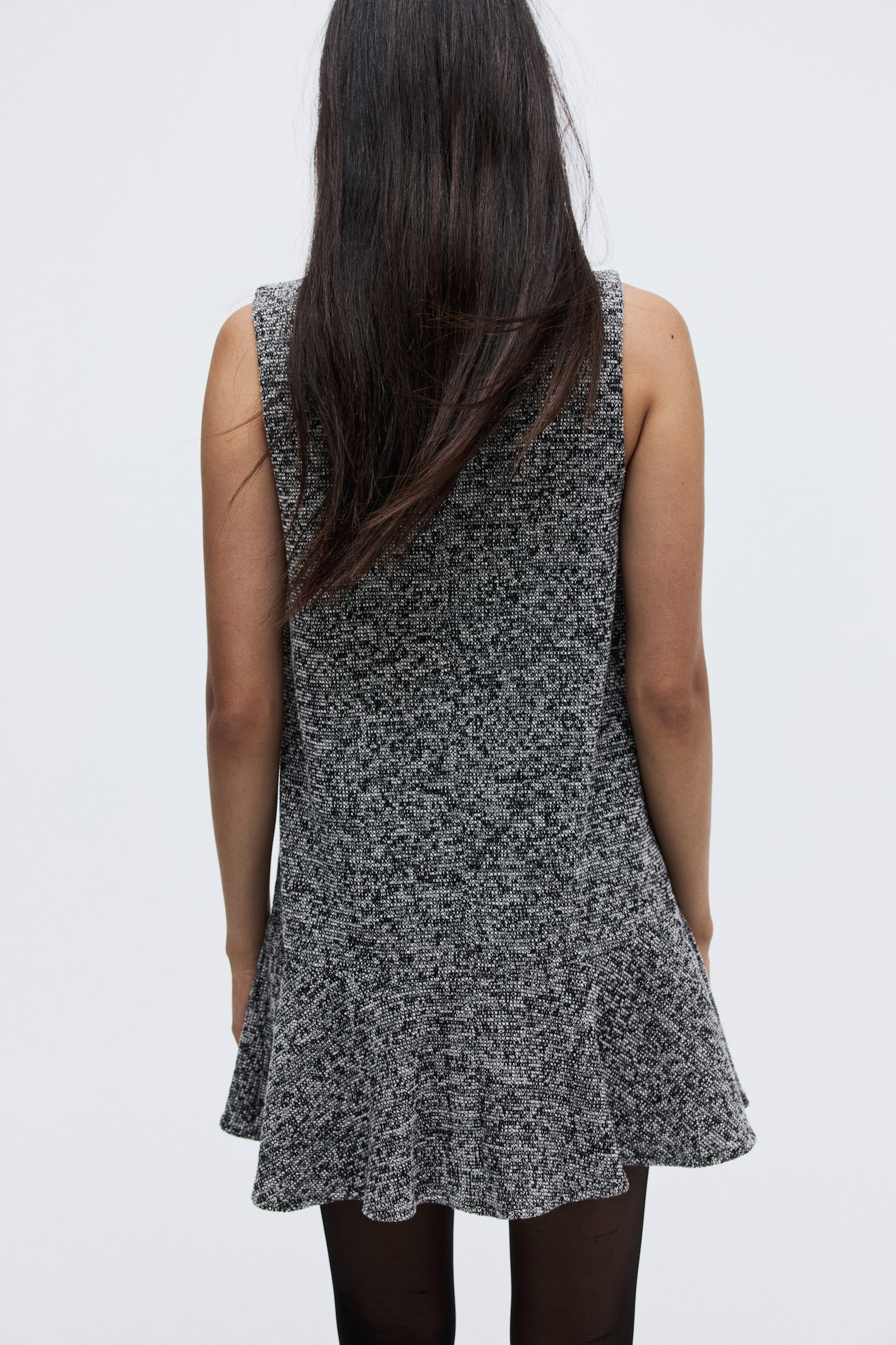 提花平織洋裝 - Black marl/淺米色 - 4