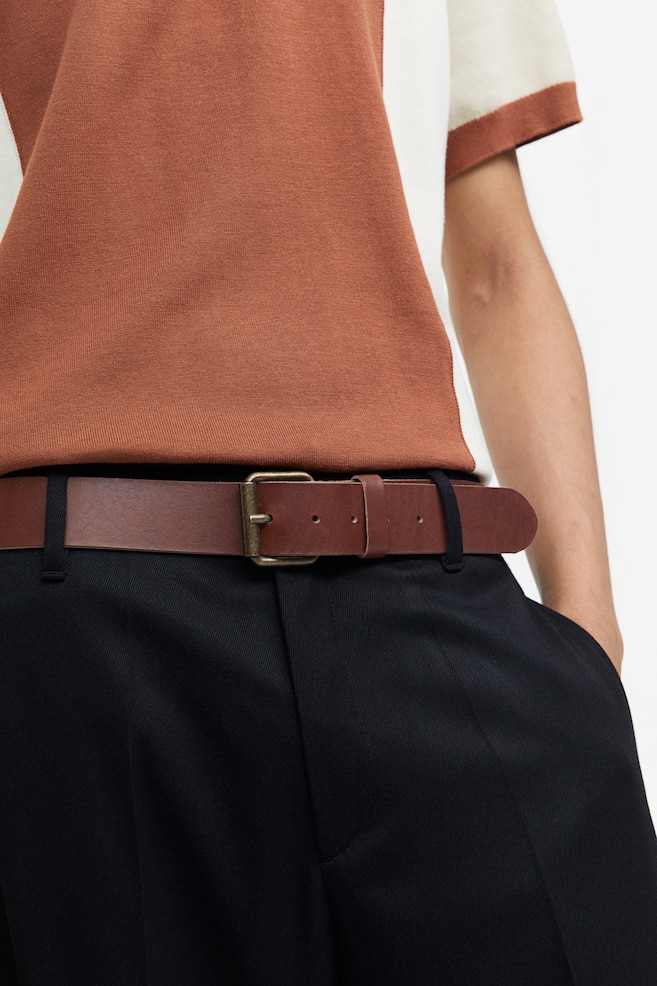 Leather belt - Brown/Black - 3