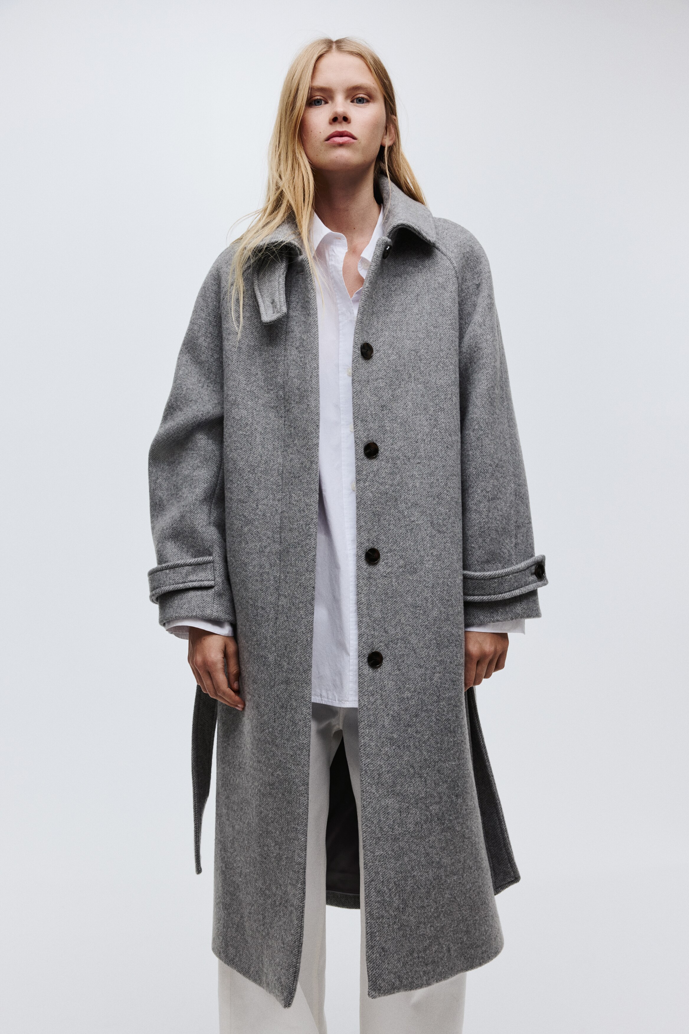 Oversized Wool-Blend Coat - Gray melange - Ladies | H&M US