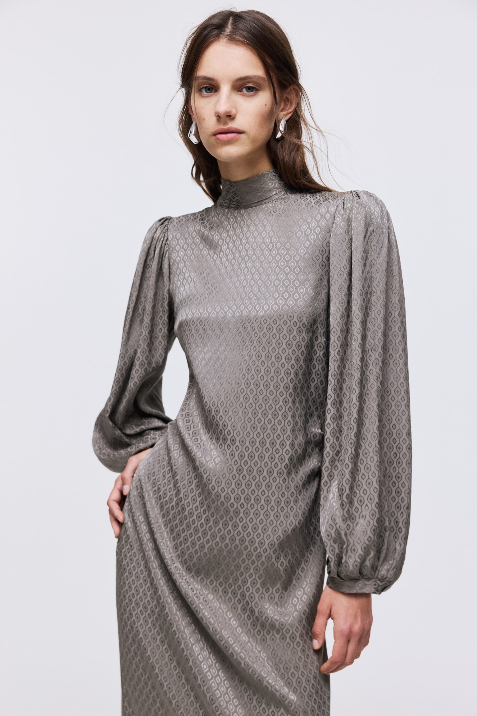 Tie-neck satin dress - Light purple - 1