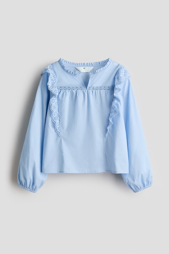 Детские блузки H&M Ruffle-Trimmed Cotton Blouse