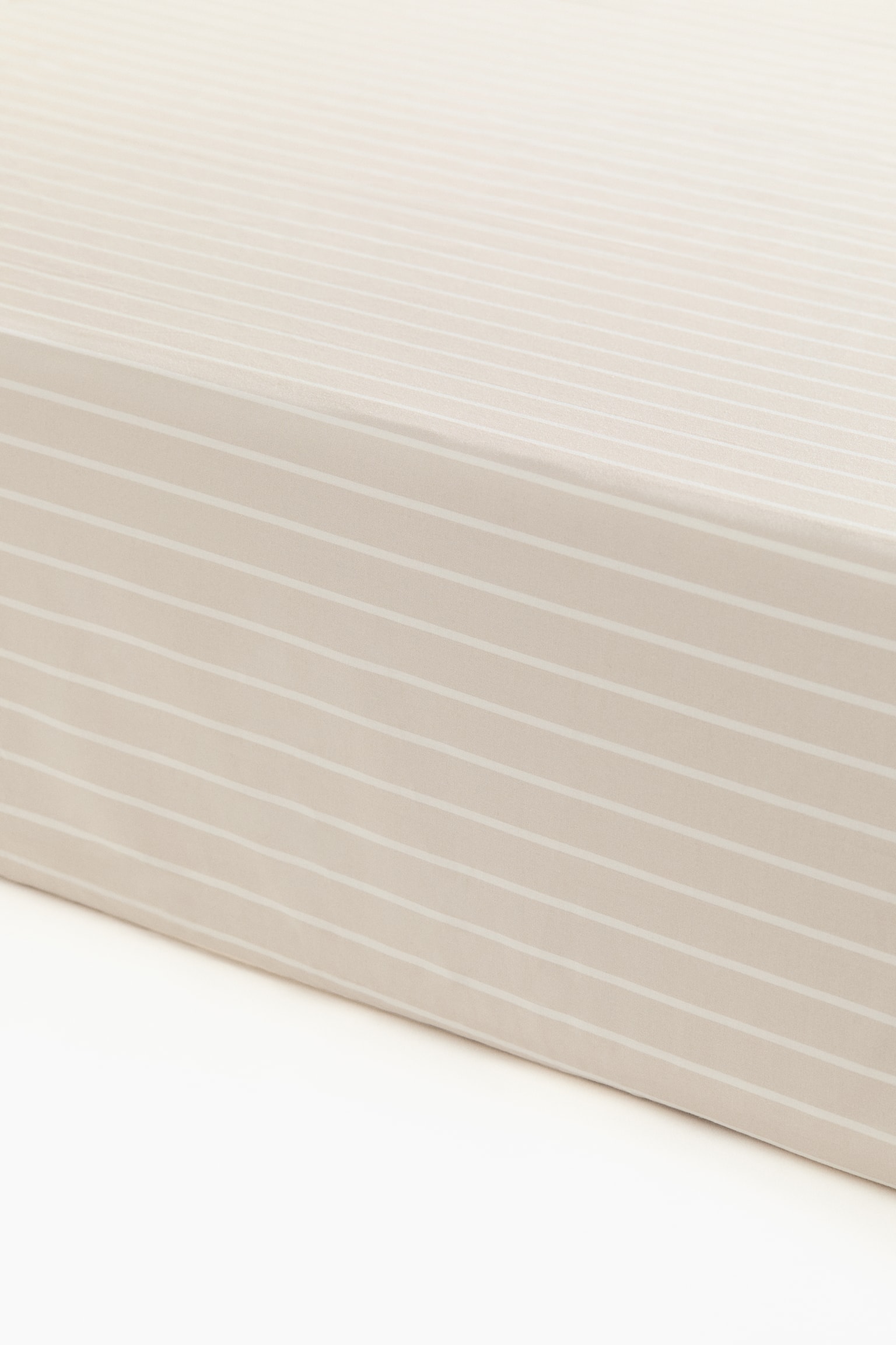 Cotton Percale Fitted Crib Sheet - Light beige/striped/Light pink/striped - 1