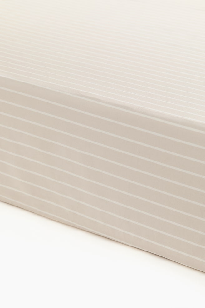 Cotton Percale Fitted Crib Sheet - Light beige/striped/Light blue/white striped/Light pink/striped - 1