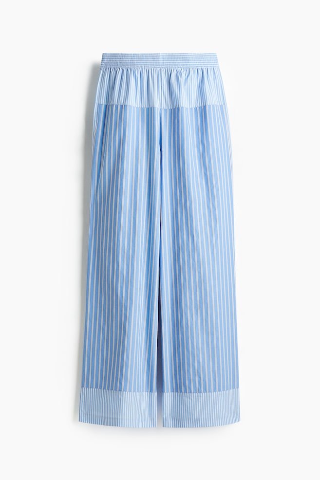 Loose-fit cotton trousers - Light blue/Striped - 1